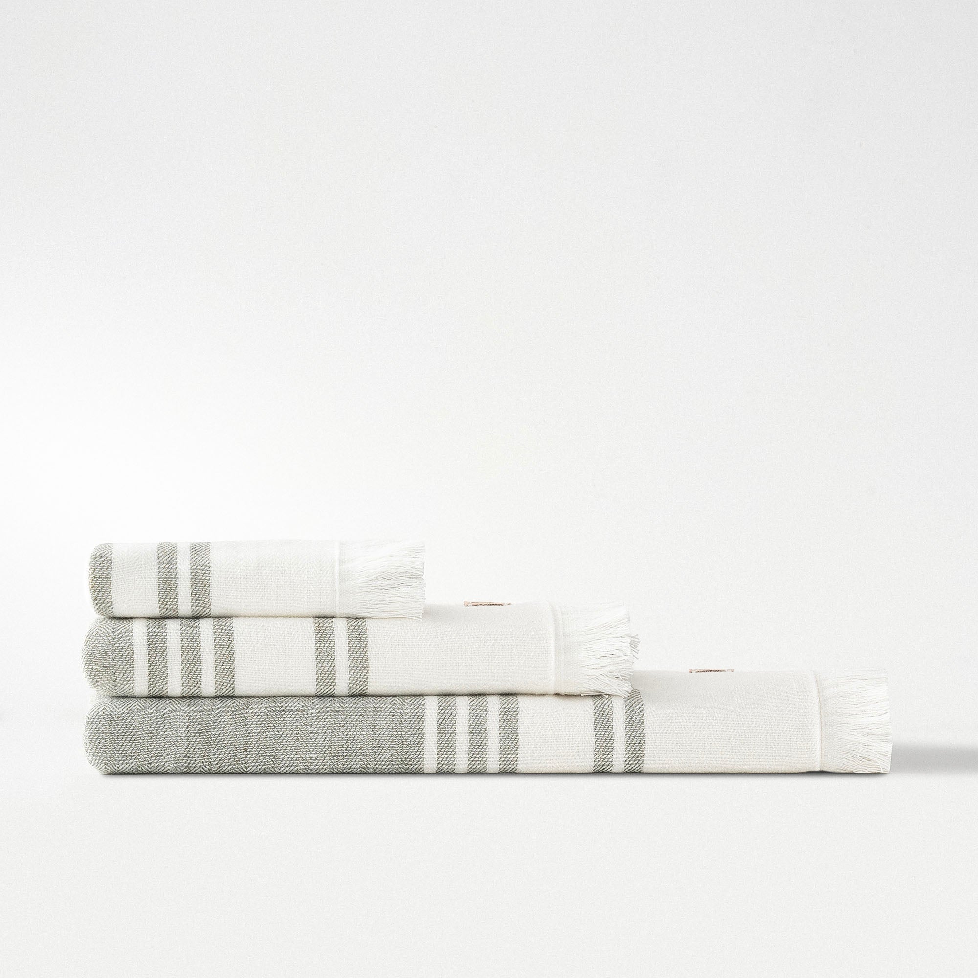 Erva Organic Cotton Linen Bath Towel Set of 3 Khaki