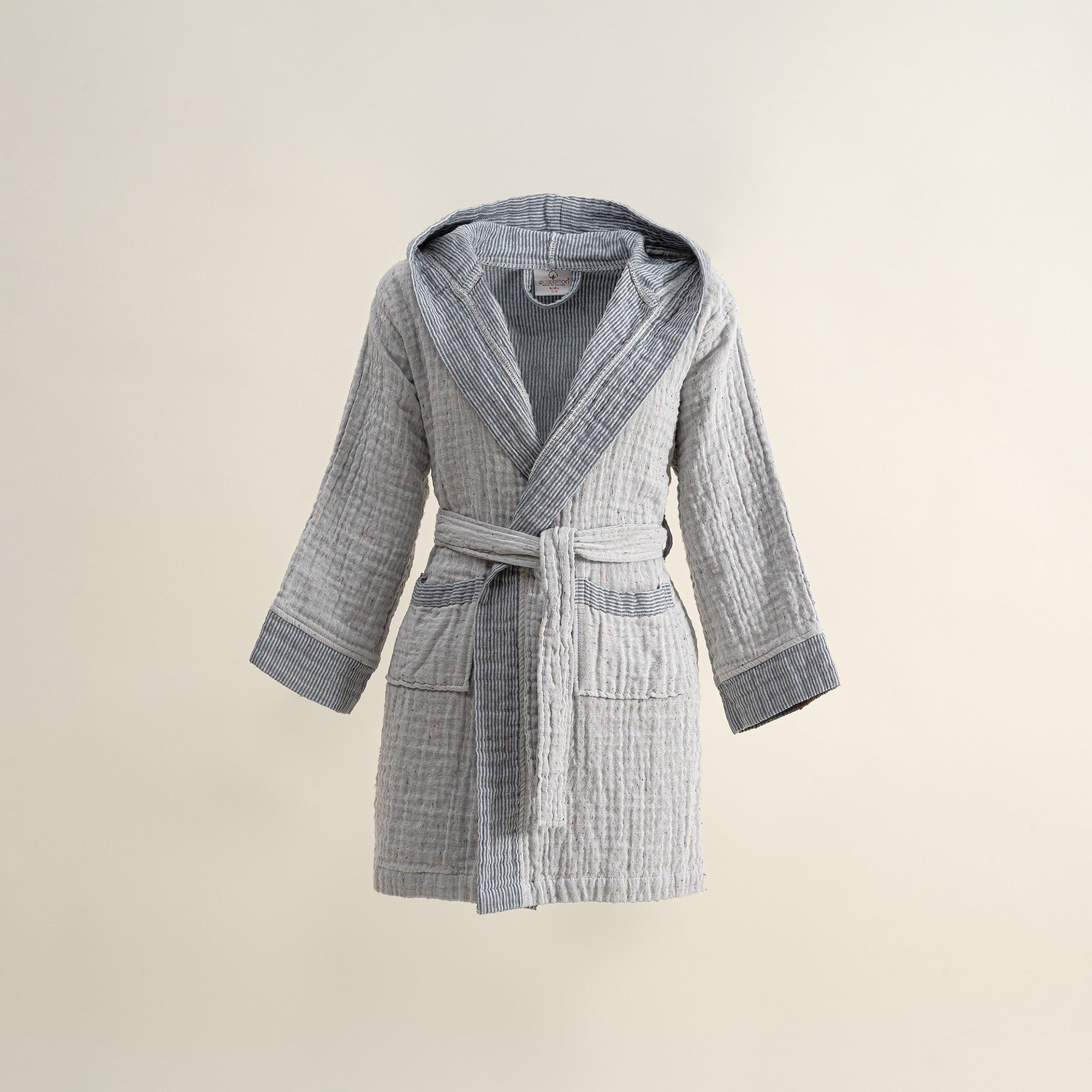 Melinda Organic Cotton Muslin Kids' Bathrobe Navy Blue