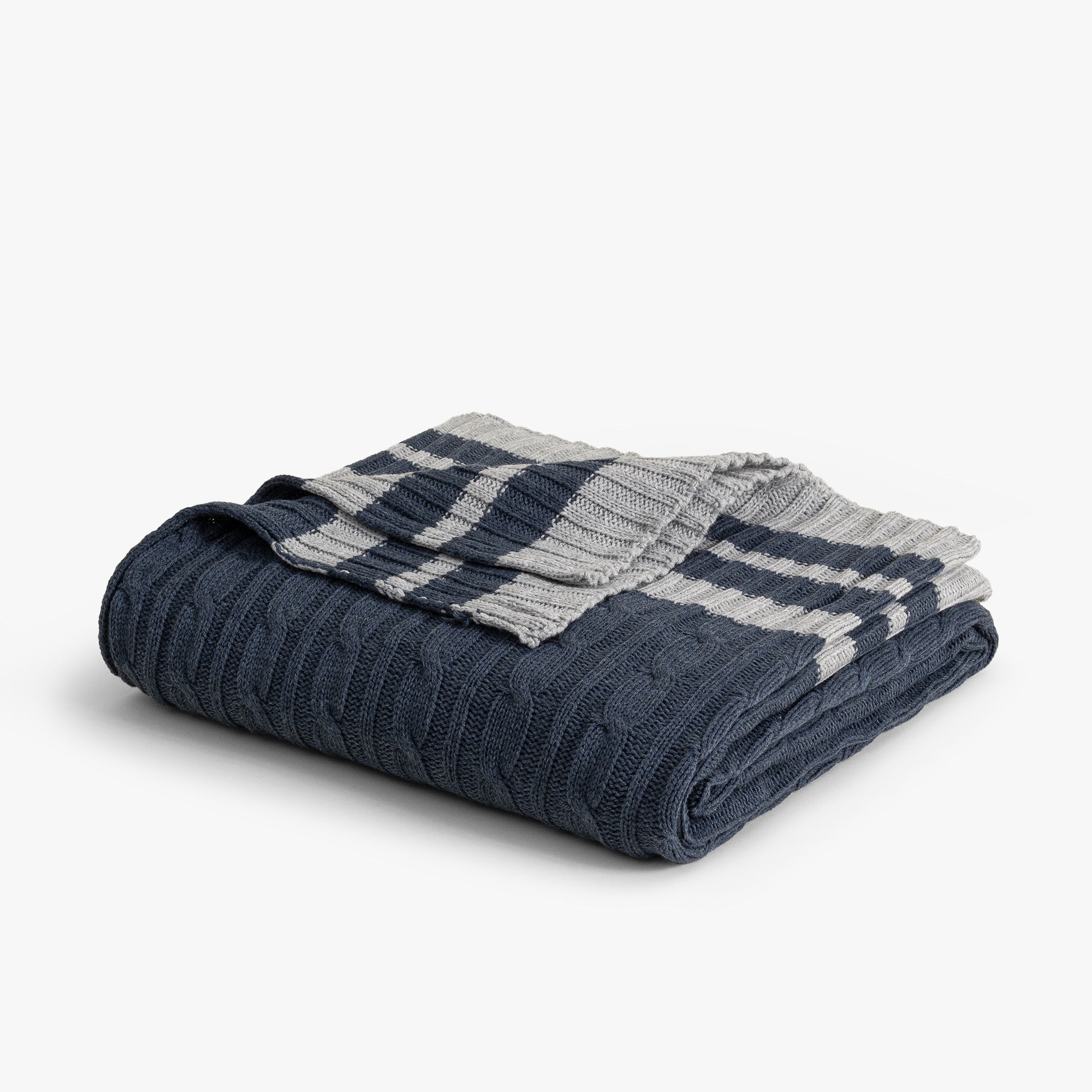 Single Knitted Throw Blanket Navy Blue