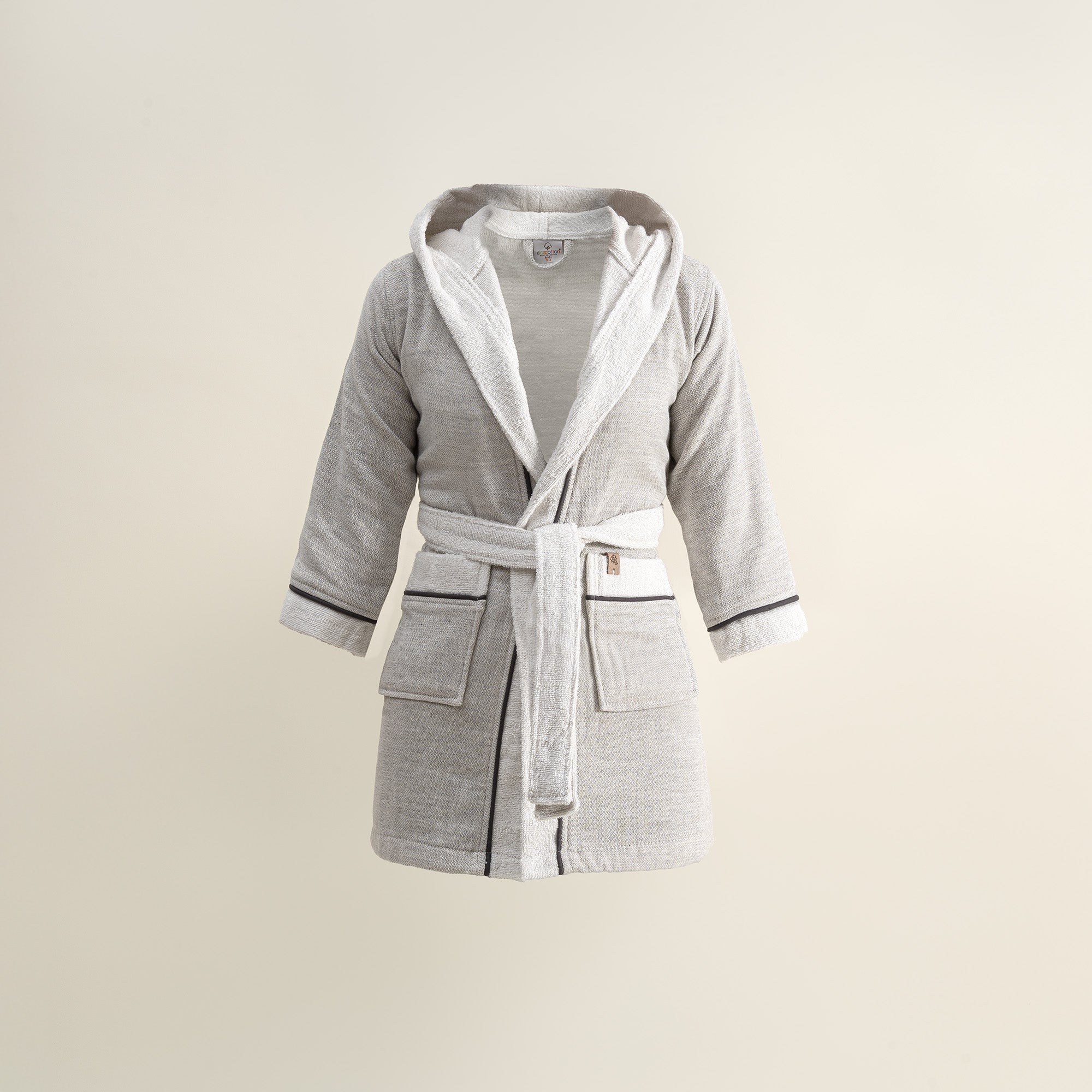 Hasna Organic Cotton Linen Kids' Bathrobe Gray