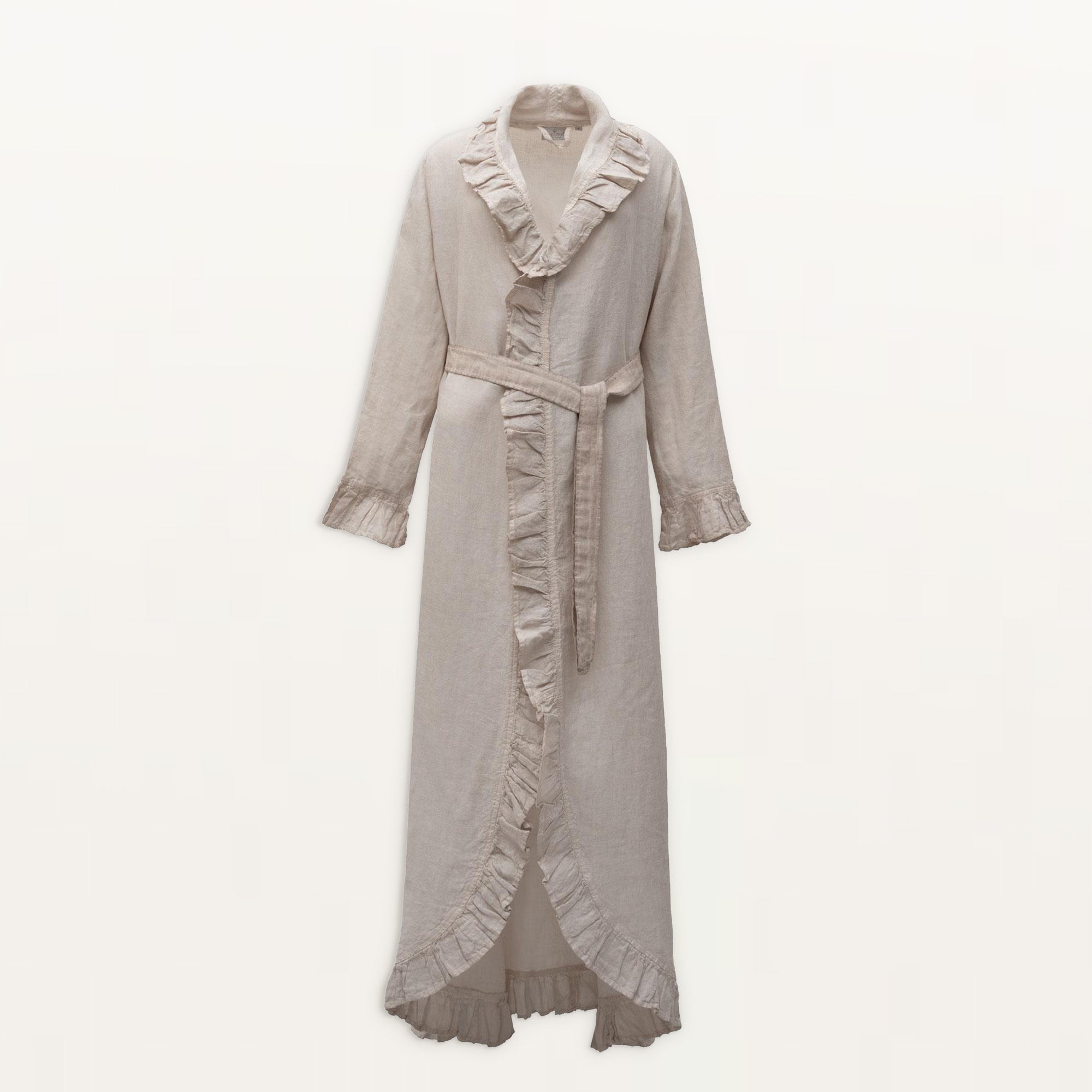 Miranda Woman Dressing Gown 100% Linen Garment Dyed Beige