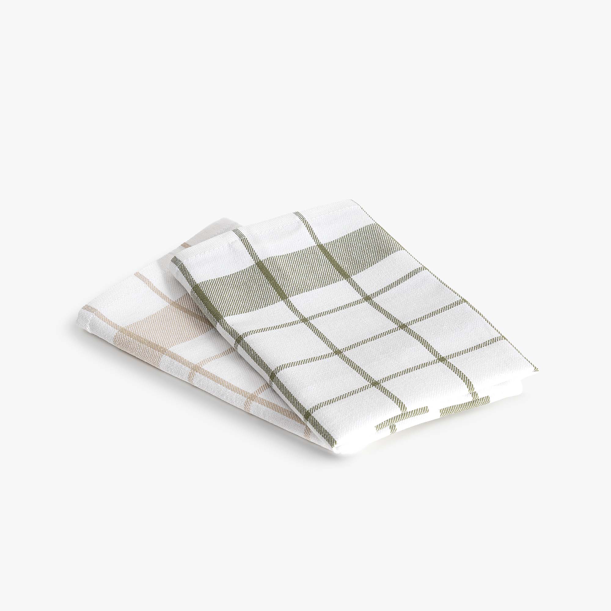Esila Turkish Cotton Drying Cloth Set of 2 Beige/Green