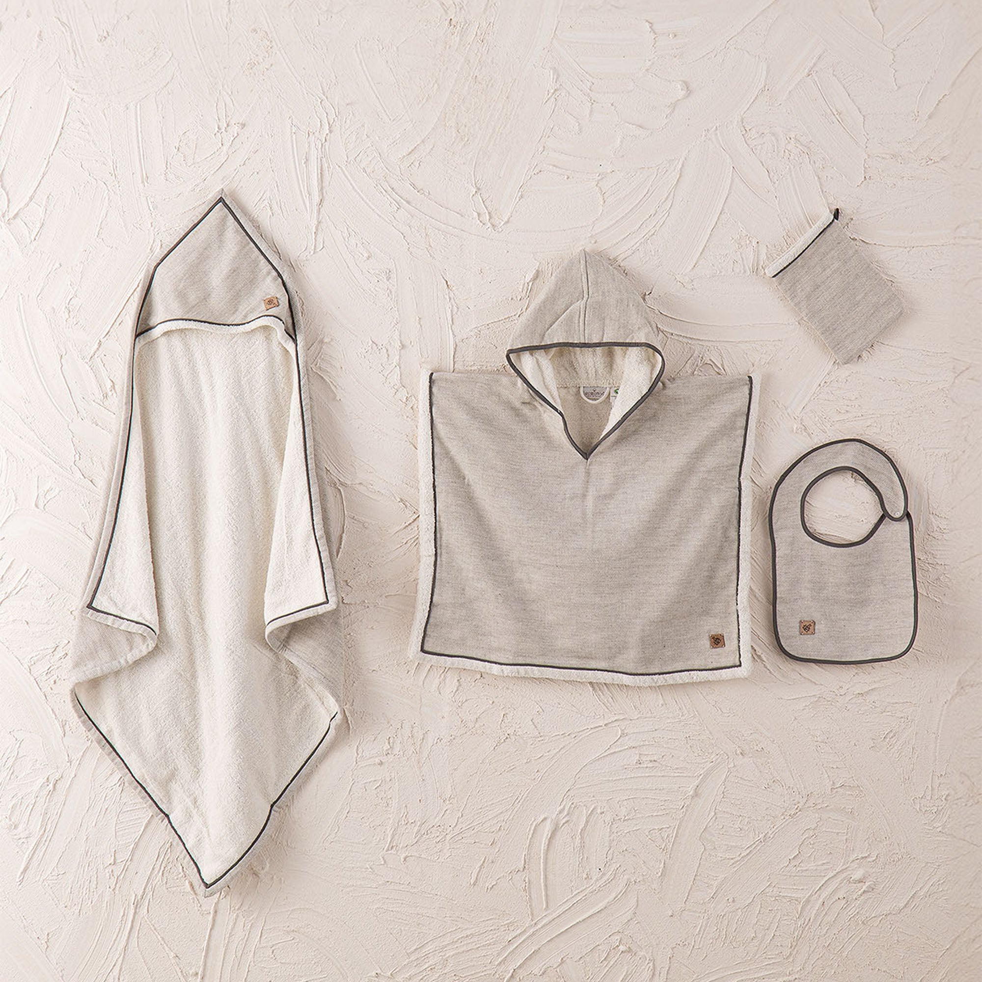 Hasna Organic Cotton Linen Baby Poncho Set Gray