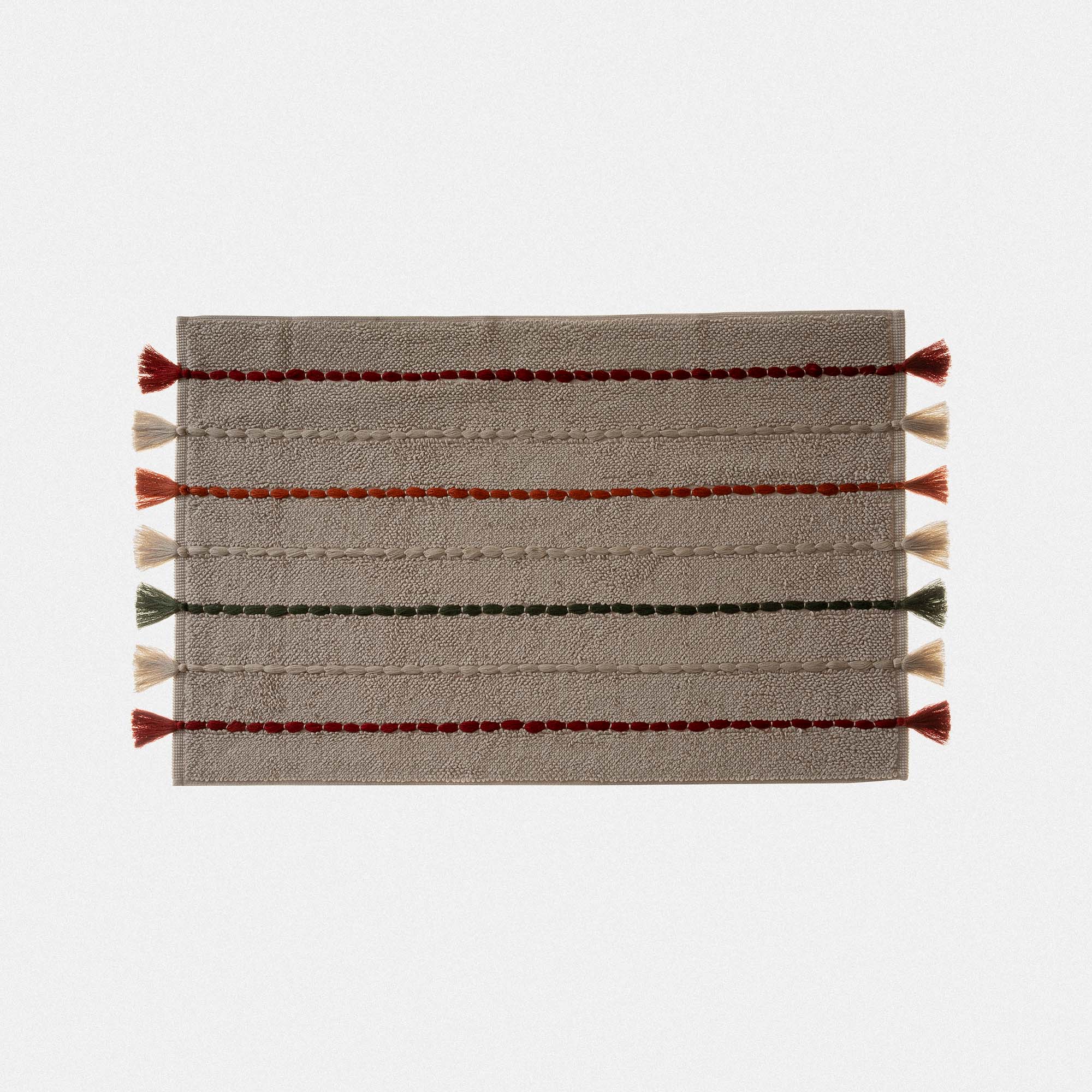 Katari Bath Mat 100% Cotton Hand Embroidery Beige 50x80 Cm