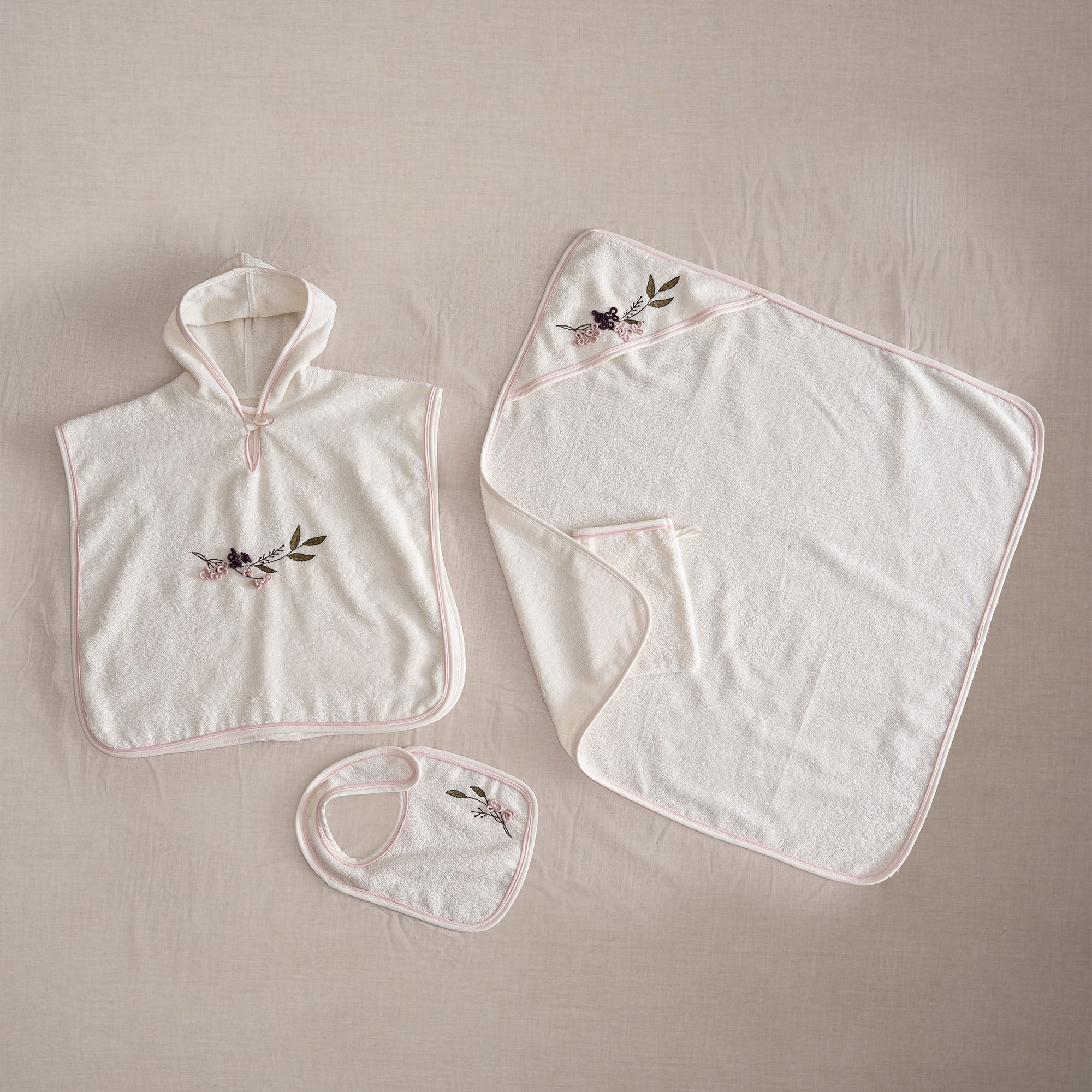 Olivia Organic Cotton Poncho Set Cream