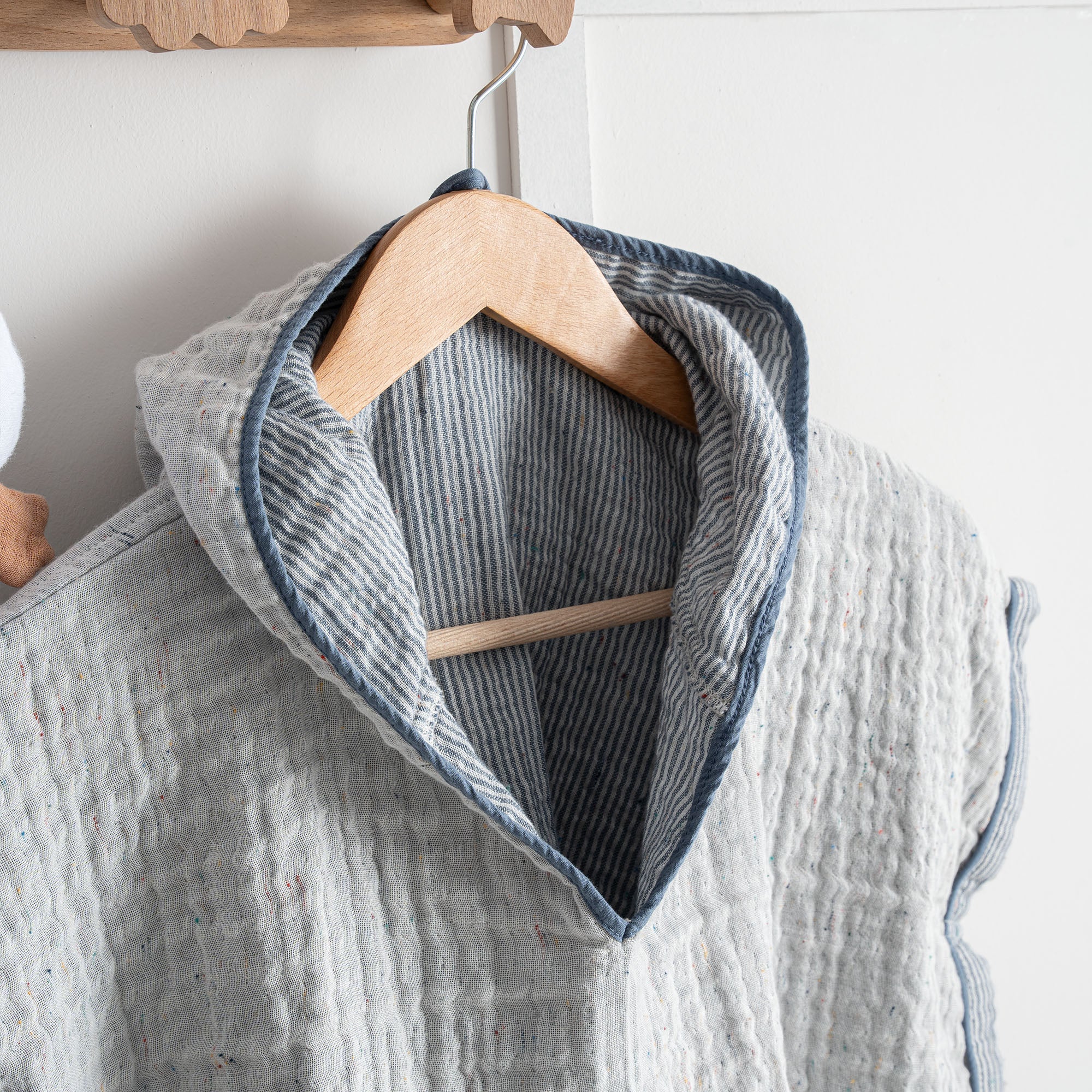 Melinda Organic Cotton Muslin Poncho Set Navy Blue