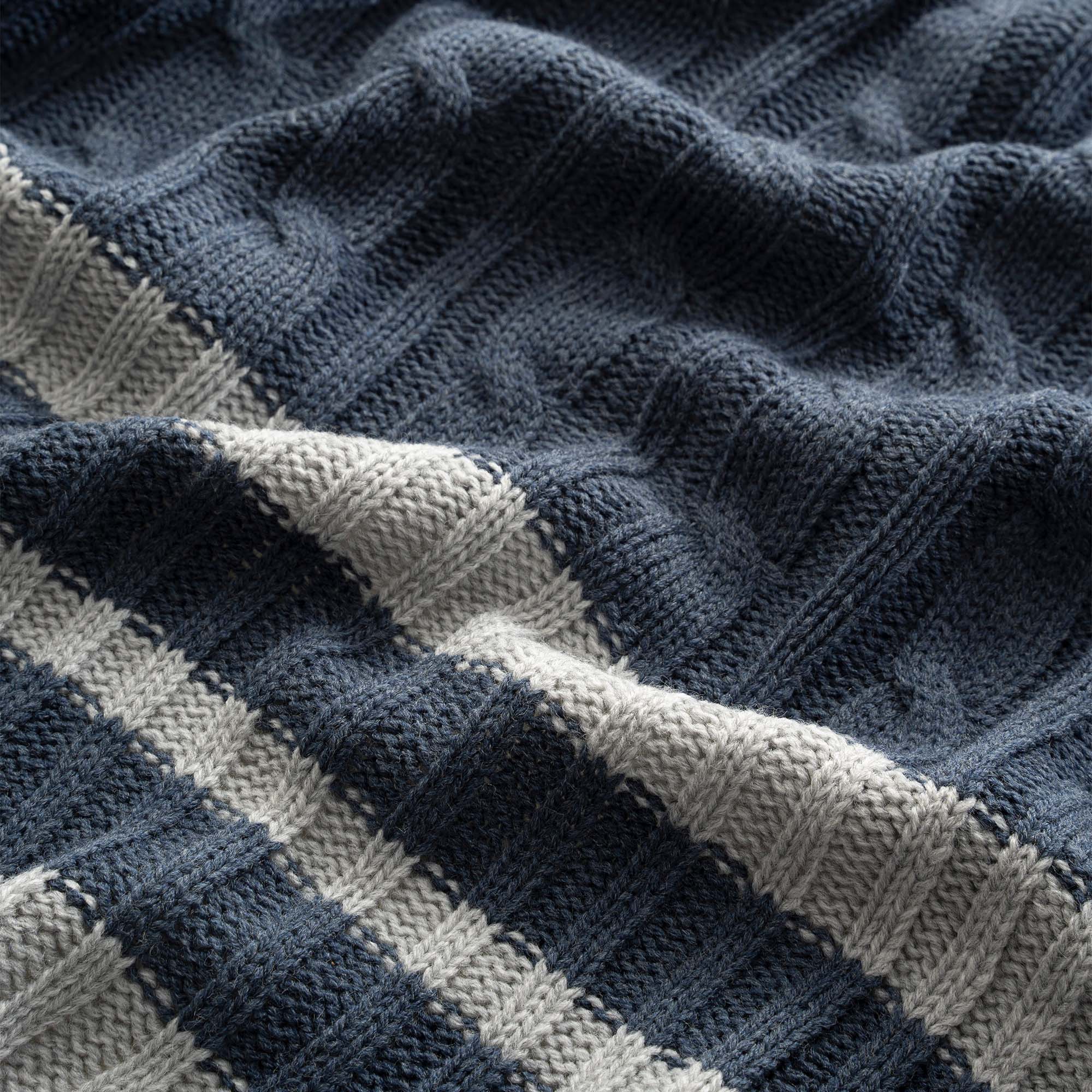 Single Knitted Throw Blanket Navy Blue
