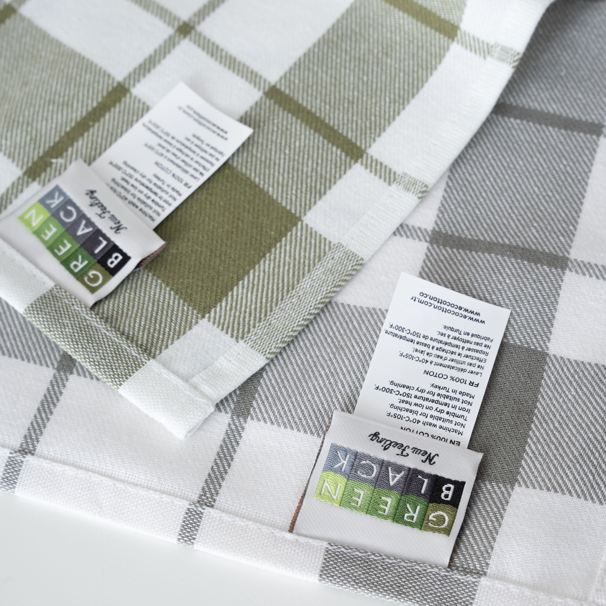 Esila Turkish Cotton Drying Cloth Set of 2 Gray/Green