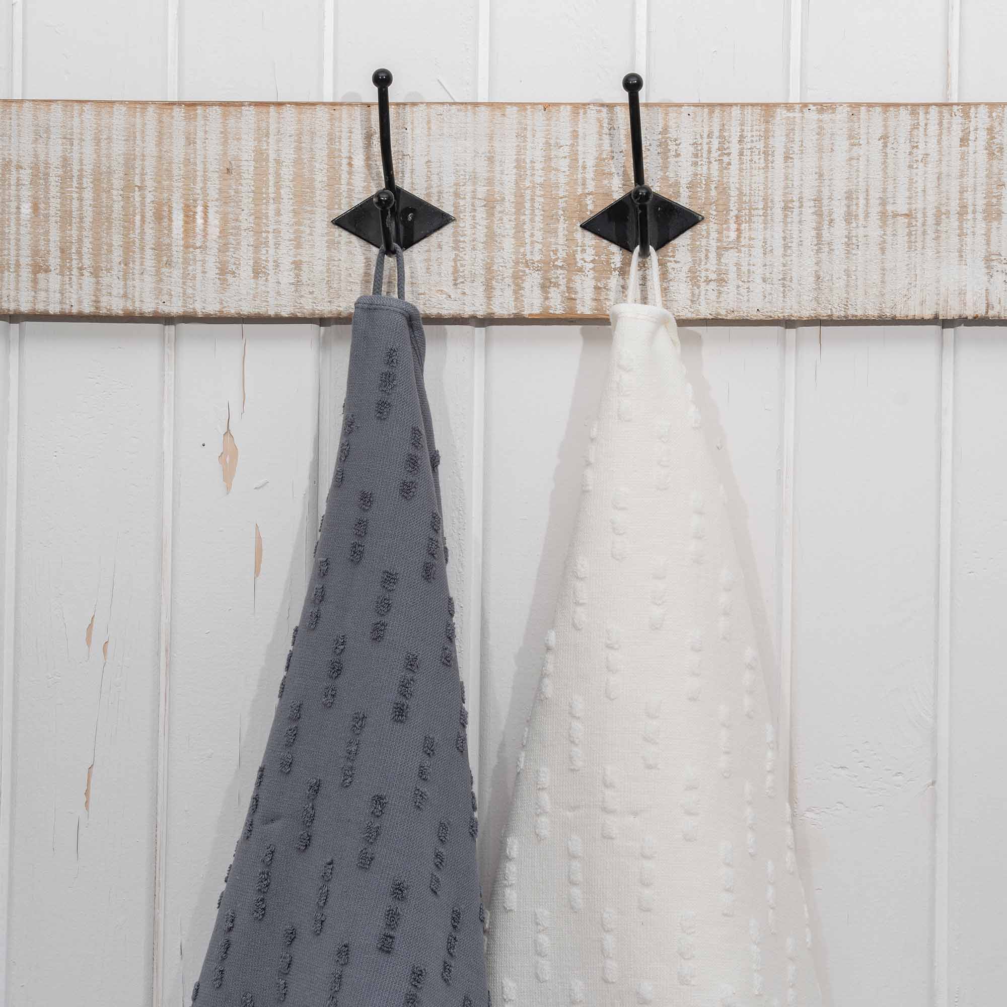 Pera Turkish Cotton Bouclé Dish Towel Set of 2 Cream-Navy Blue