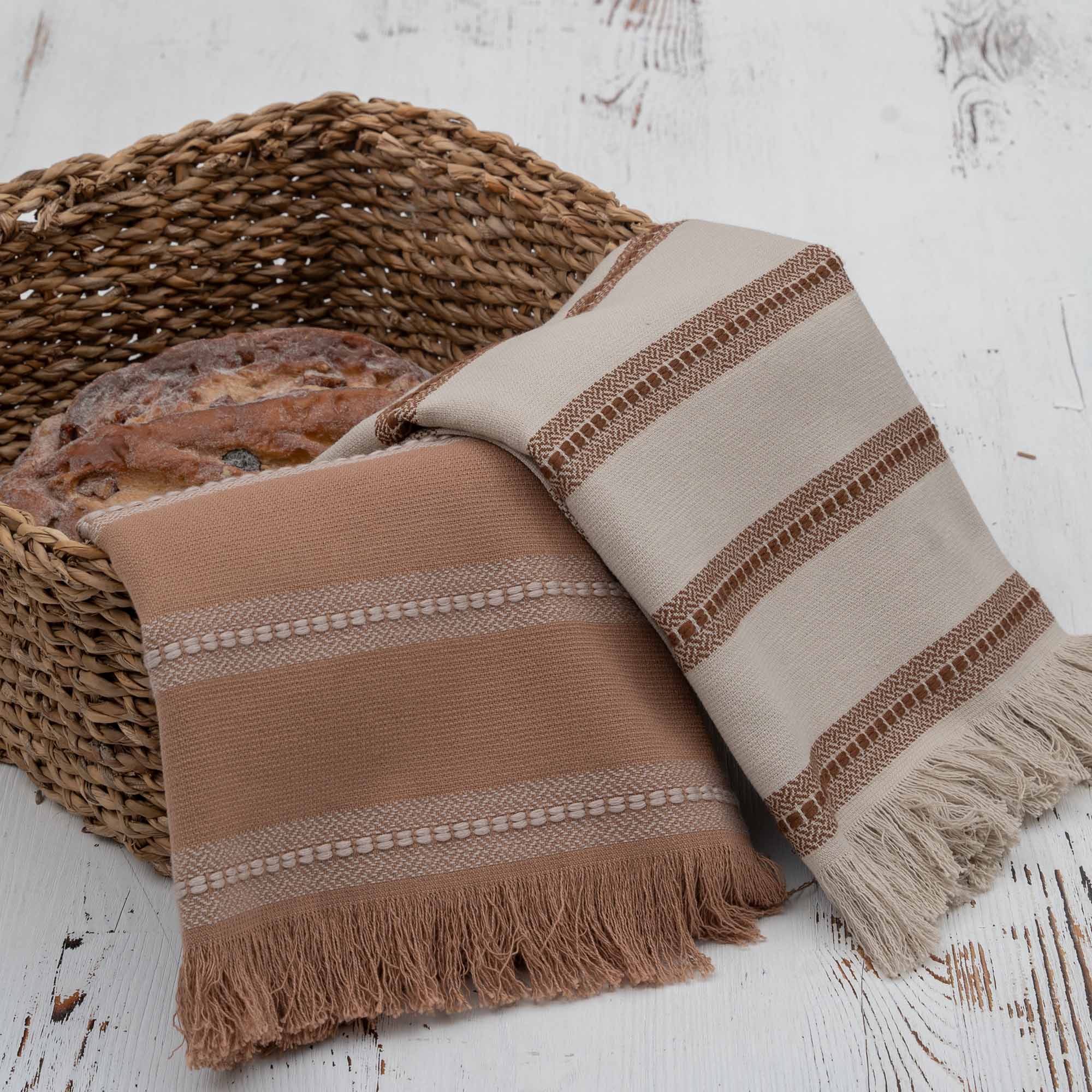 Neva Turkish Cotton Bouclé Dish Towel Set of 2 Beige/Brown
