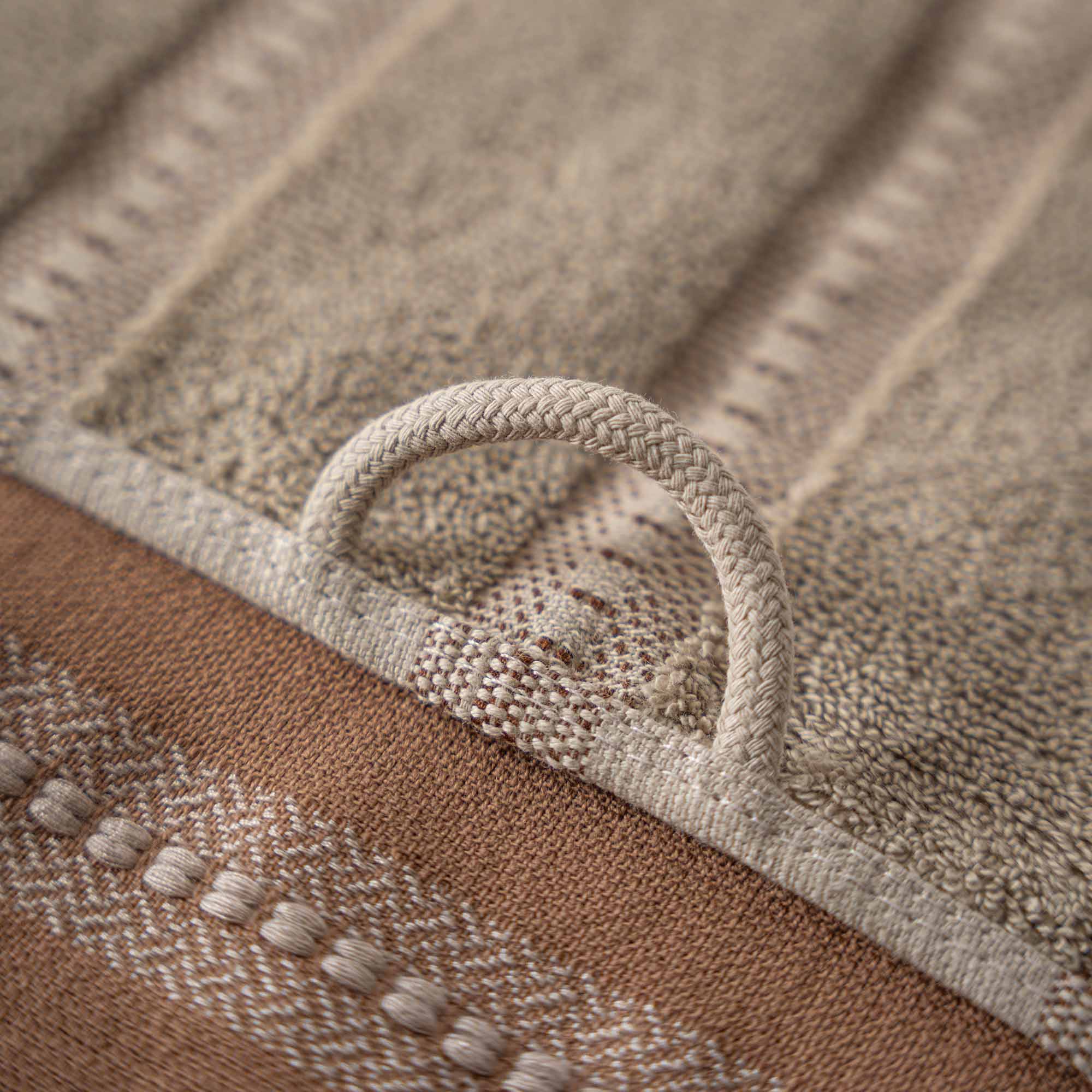 Neva Turkish Cotton Bouclé Dish Towel Set of 2 Beige/Brown