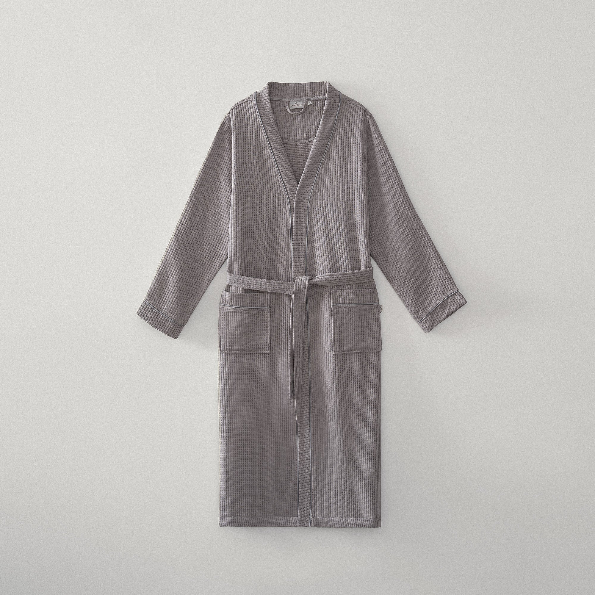 Alessa Organic Turkish Cotton Pique Men's Bathrobe Gray