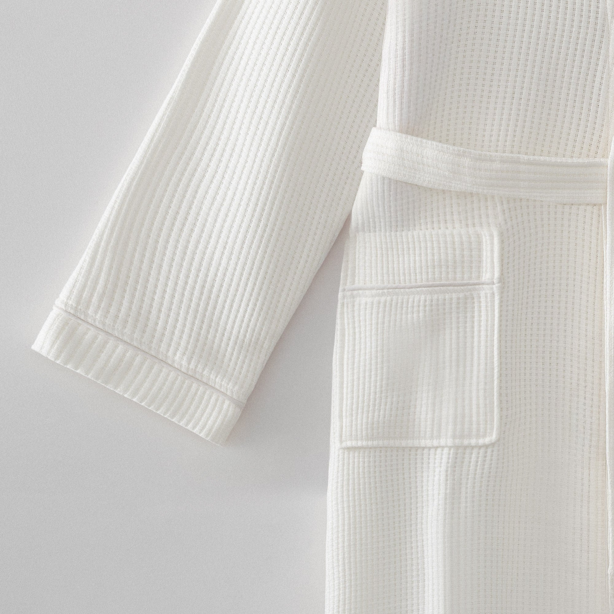 Alessa Organic Turkish Cotton Pique Men's Bathrobe Cream