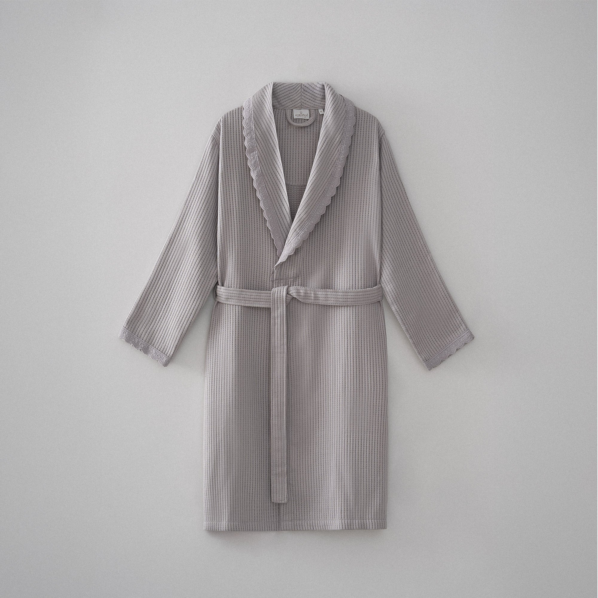 Alessa Organic Turkish Cotton Pique Women's Bathrobe Gray
