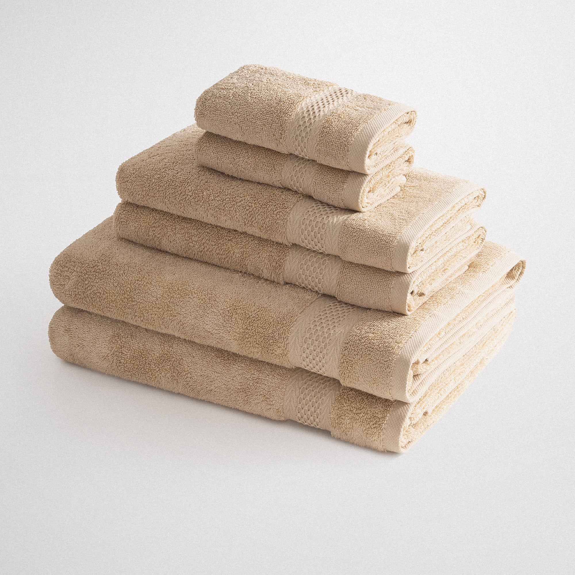 Auraline Organic Turkish Cotton Bath Towel Set of 6 Light Beige