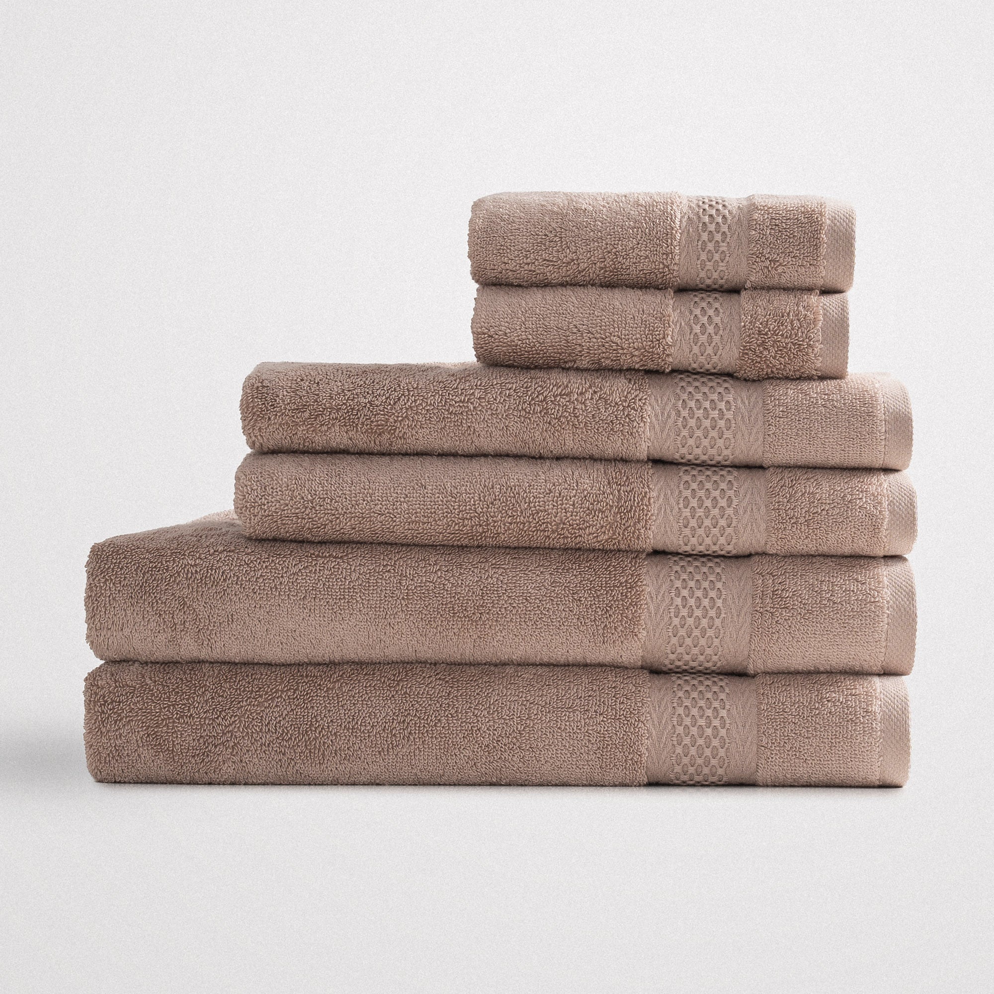 Auraline Organic Turkish Cotton Bath Towel Set of 6 Powder