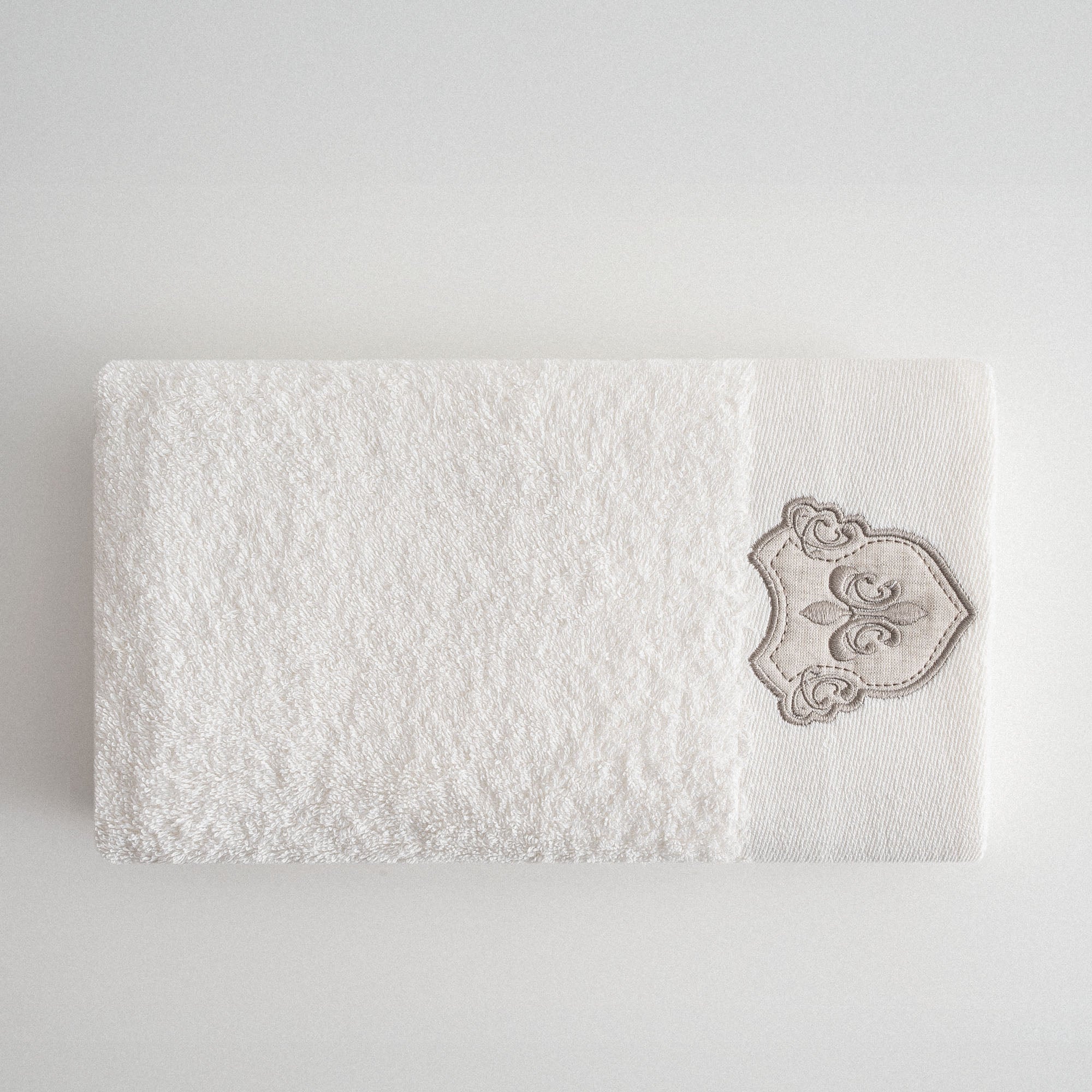Ayliz Hand Face Towel 100% Organic Cotton Embroidery Cream 50x90 Cm