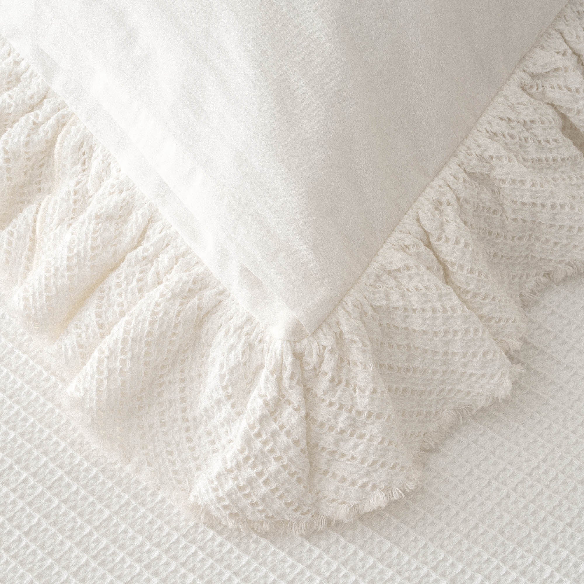 Dina Organic Cotton Pique Double Bedspread Cream
