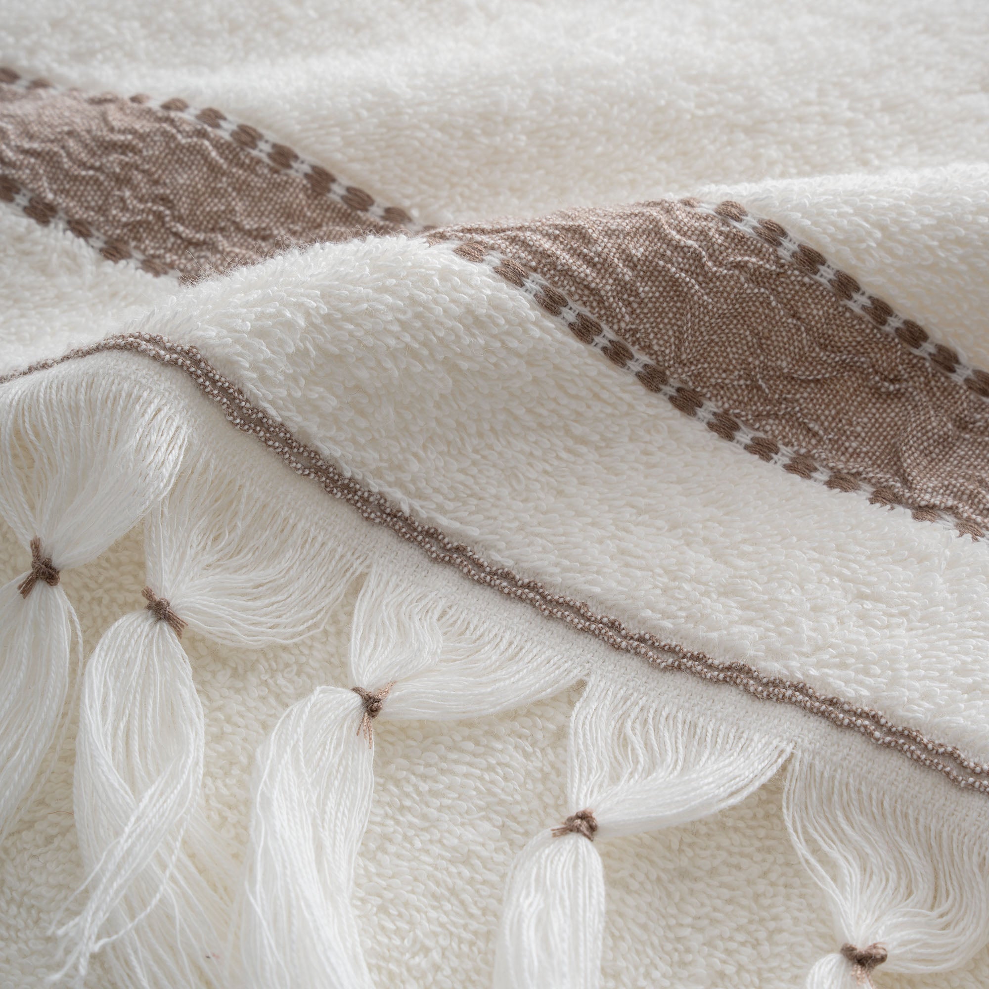 Galya Organic Turkish Cotton Kapok Bordered Hand Towel Set of 4 Assorted