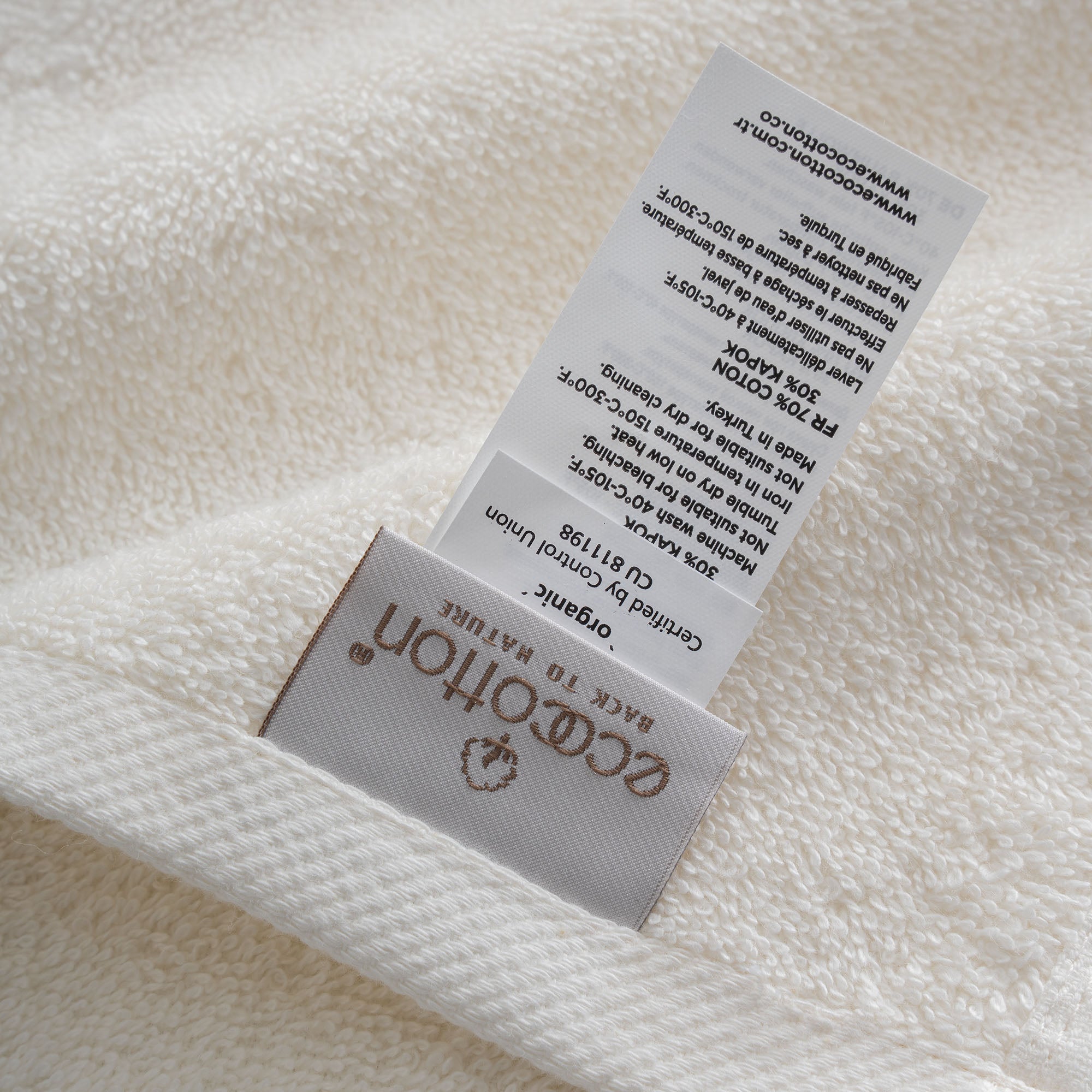 Galya 4-Piece Hand & Face Towel Set %100 Organic Cotton with Kapok Bordered Cream - Beige 50X90 Cm