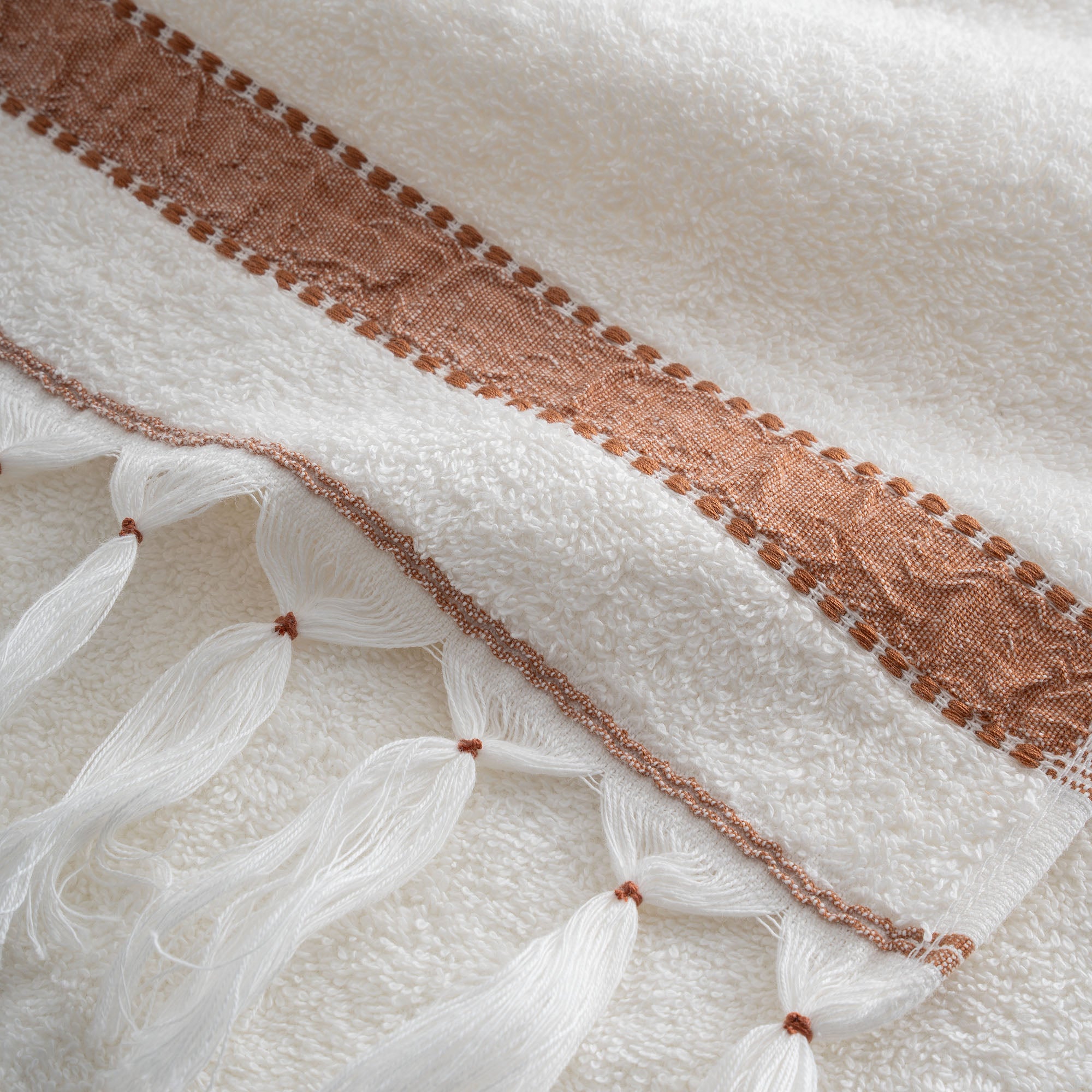 Galya Organic Turkish Cotton Kapok Bordered Hand Towel Set of 4 Assorted