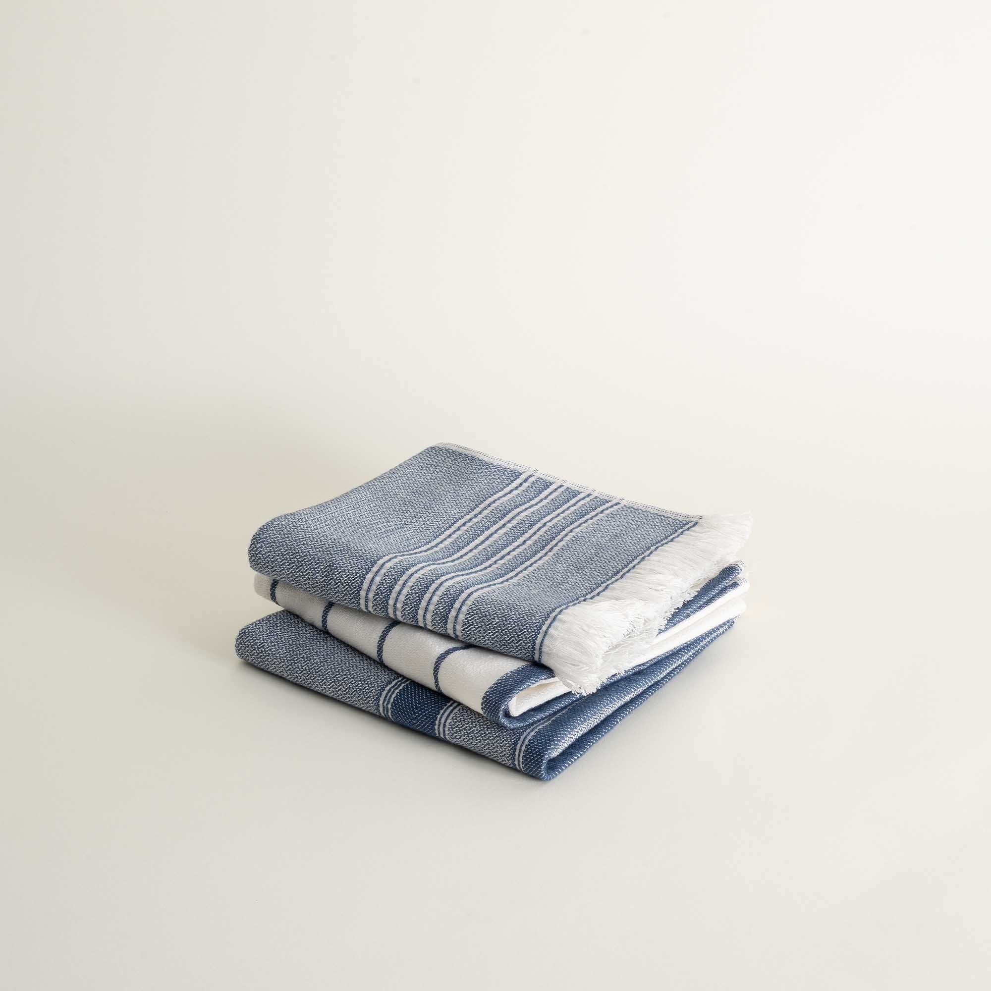 Elis Organic Cotton Kitchen Towel Set of 3 Blue