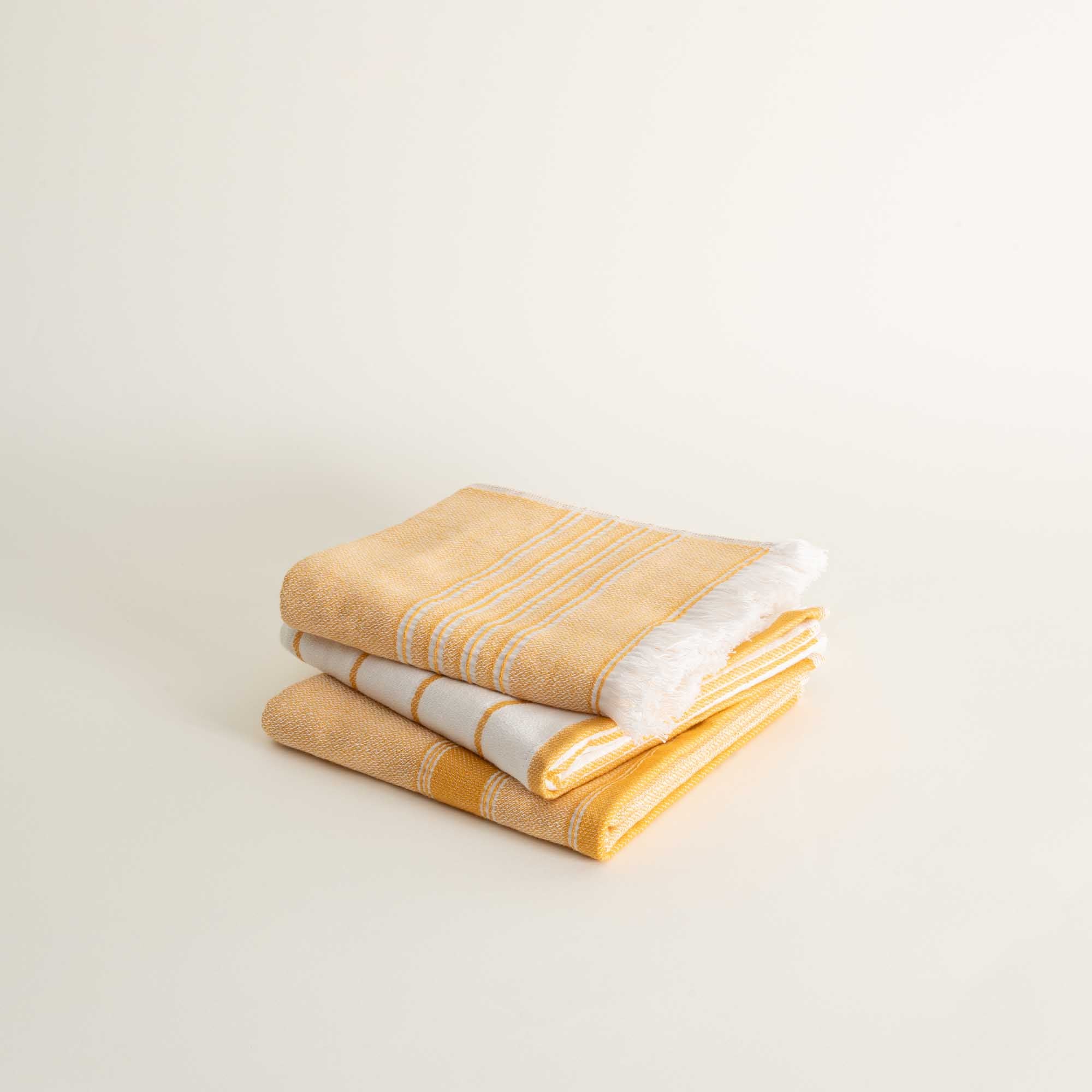 Elis Organic Cotton Kitchen Towel Set of 3 Yellow