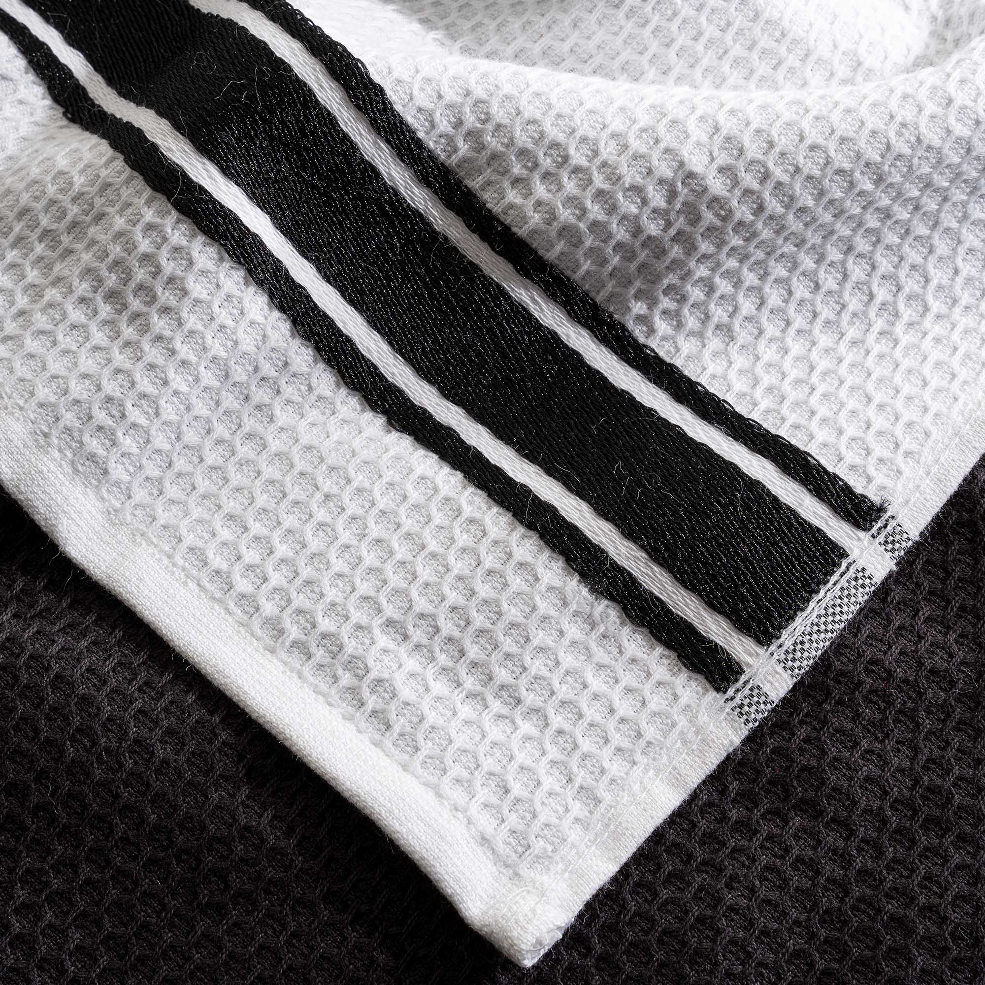 Elvin 2-Pack Drying Towel Set 100% Cotton Printed Black-Cream 40X60 Cm