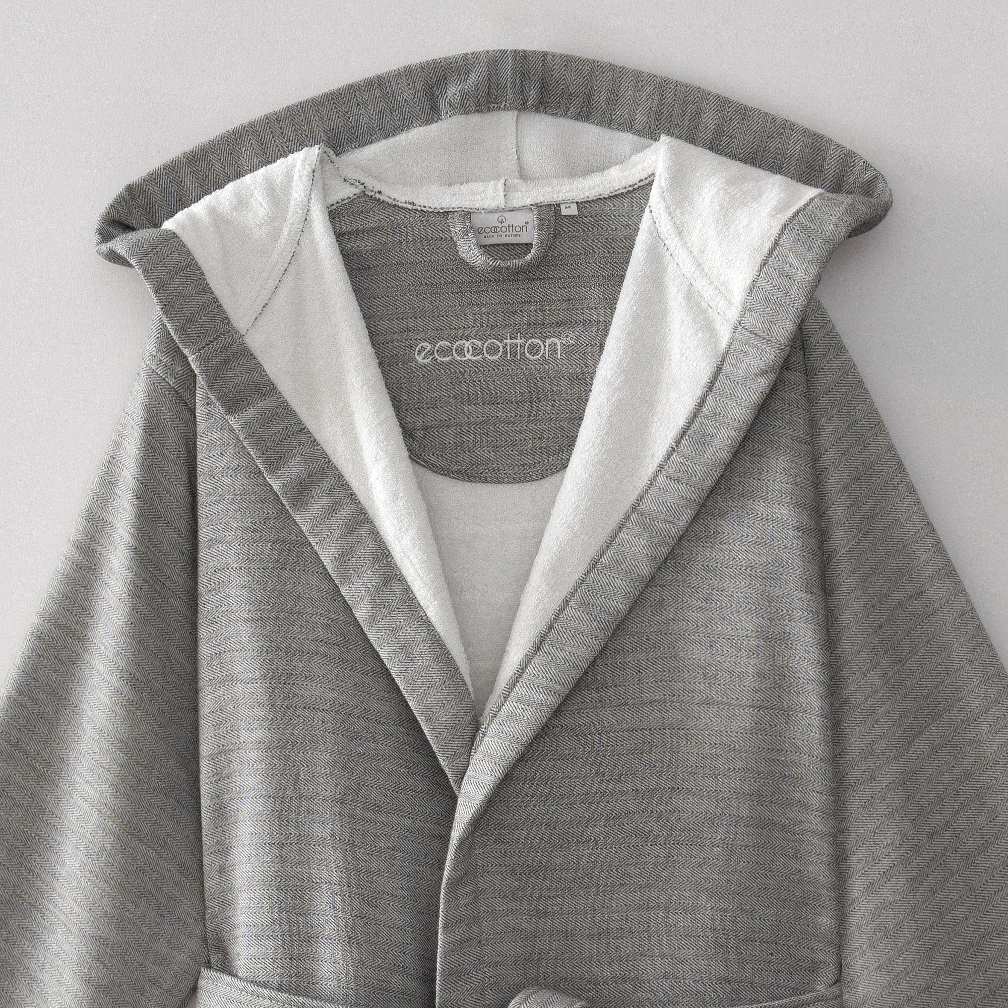 Erva Organic Turkish Cotton Linen Men's Bathrobe Anthracite