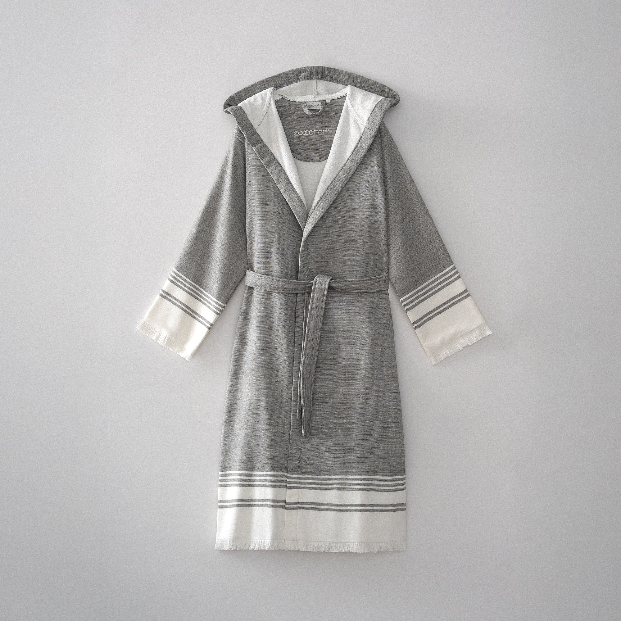 Erva Organic Turkish Cotton Linen Men's Bathrobe Anthracite