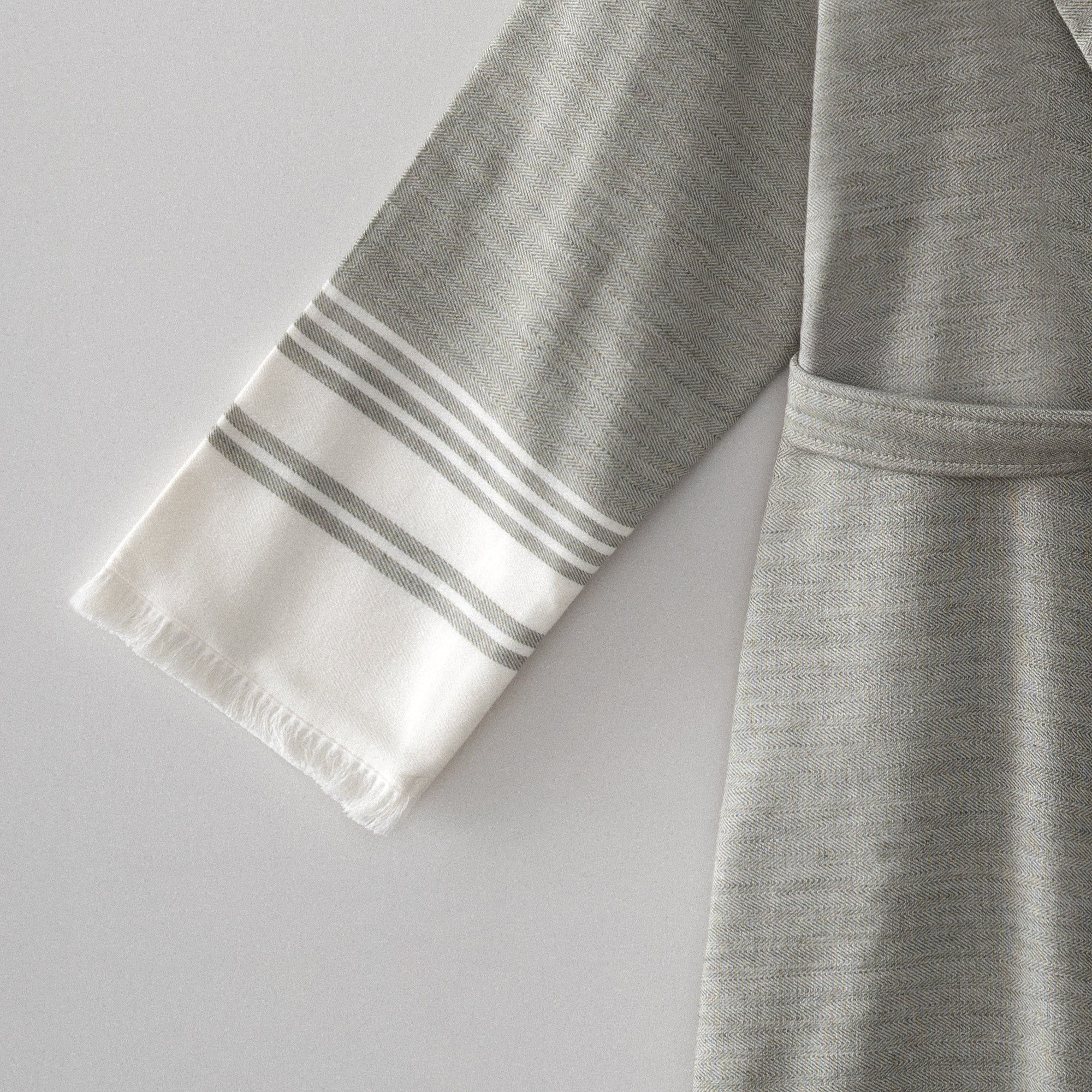 Erva Organic Turkish Cotton Linen Men's Bathrobe Khaki