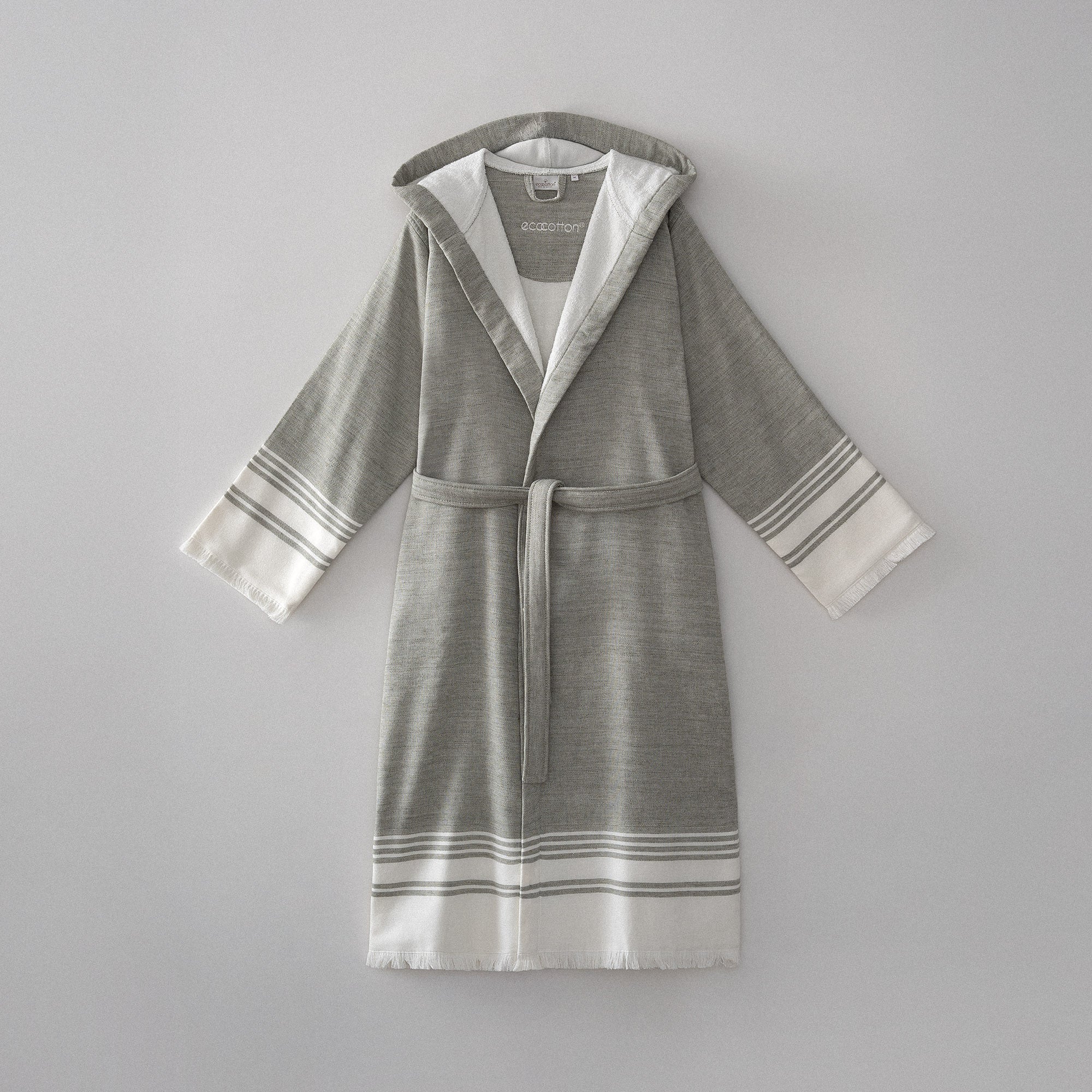 Erva Organic Turkish Cotton Linen Men's Bathrobe Khaki