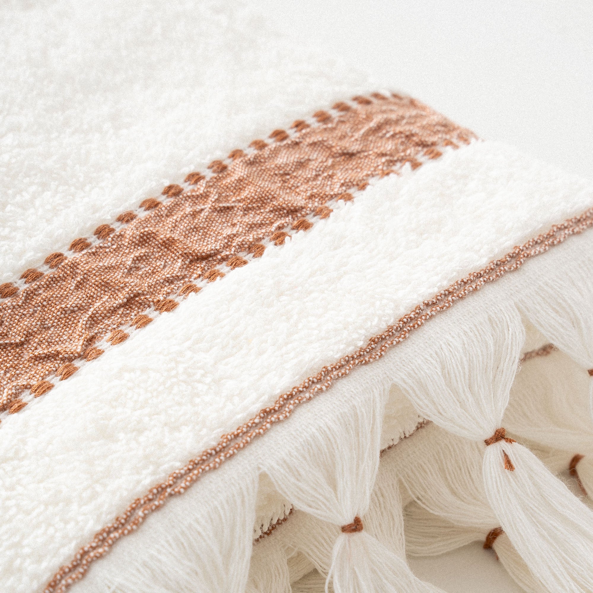 Galya Organic Turkish Cotton Kapok Bordered Hand Towel Cream-Terra