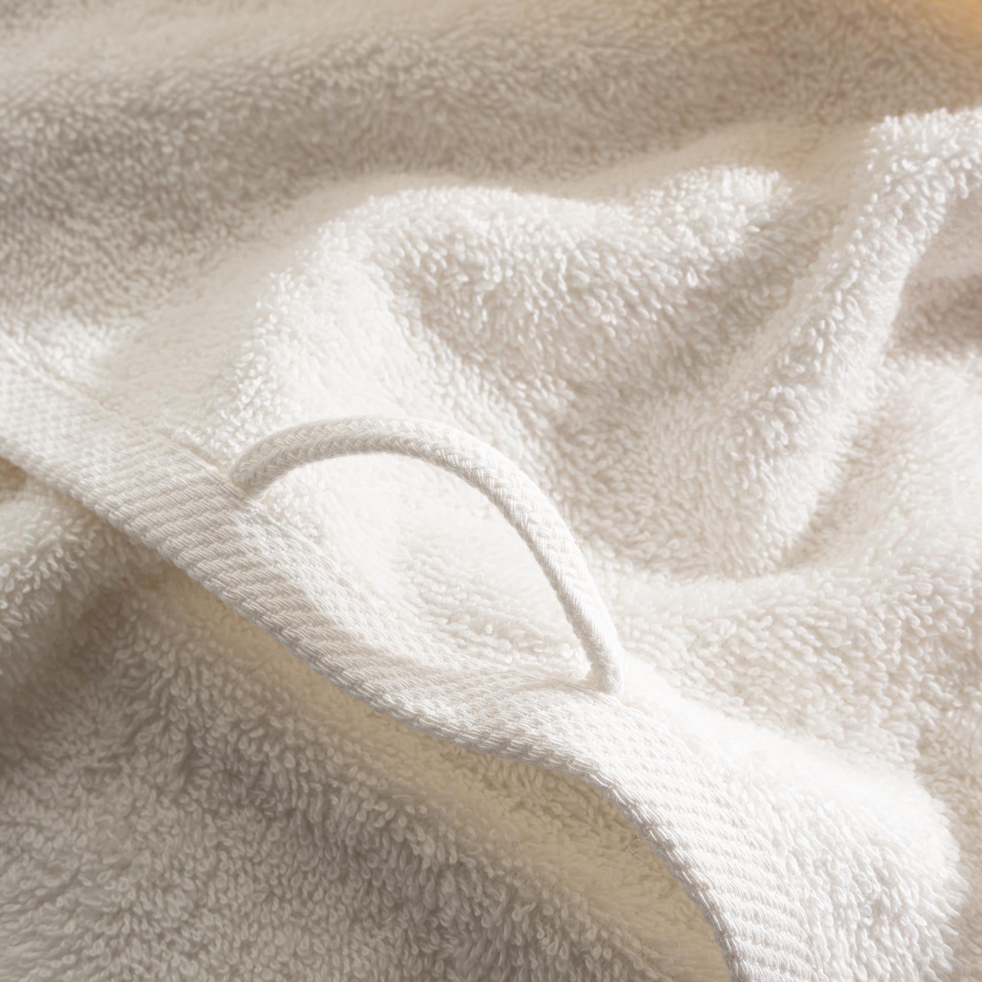 Galya 2-Piece Hand & Face Towel Set %100 Organic Cotton with Kapok Bordered Cream - Black 50X90 Cm