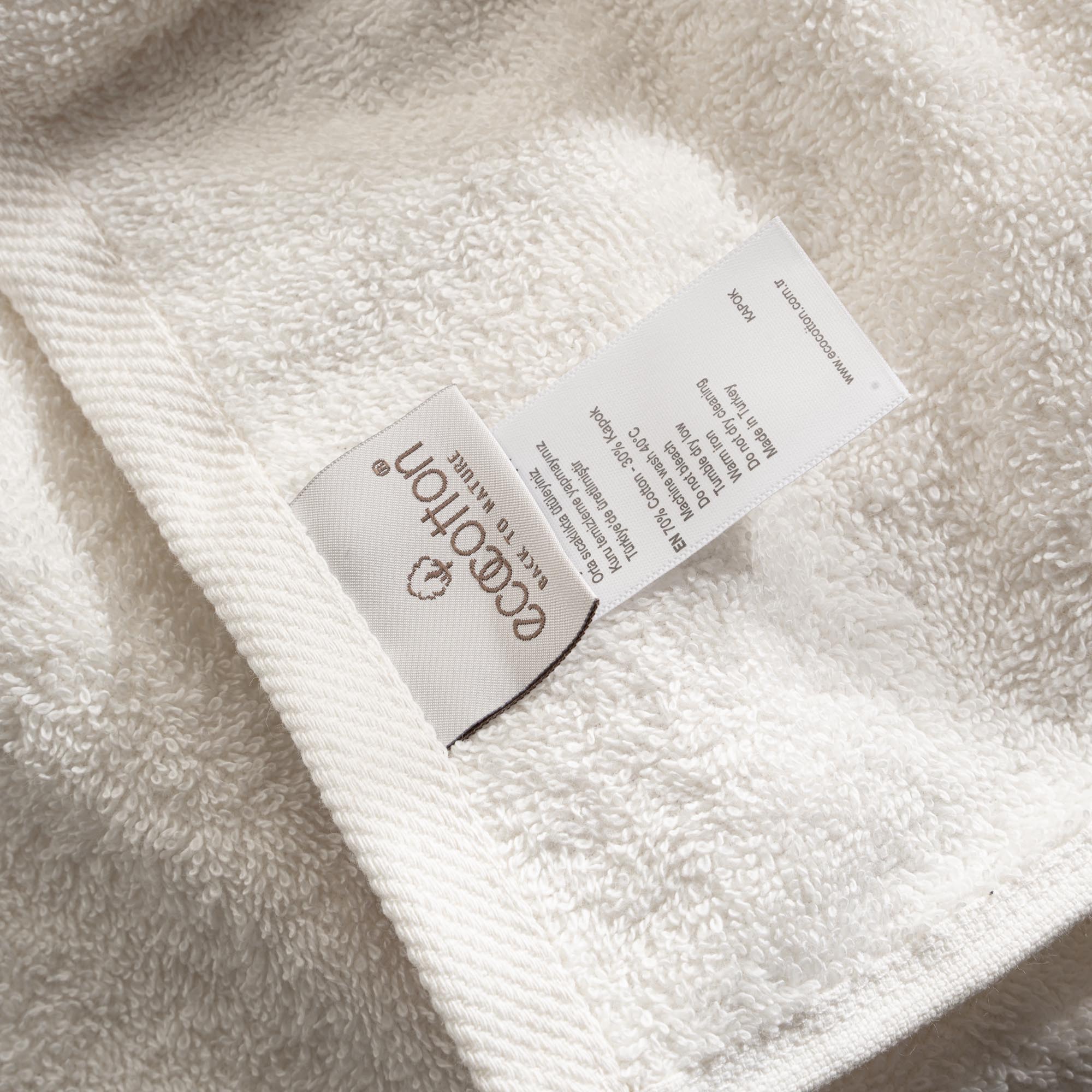 Galya 2-Piece Hand & Face Towel Set %100 Organic Cotton with Kapok Bordered Cream - Green 50X90 Cm