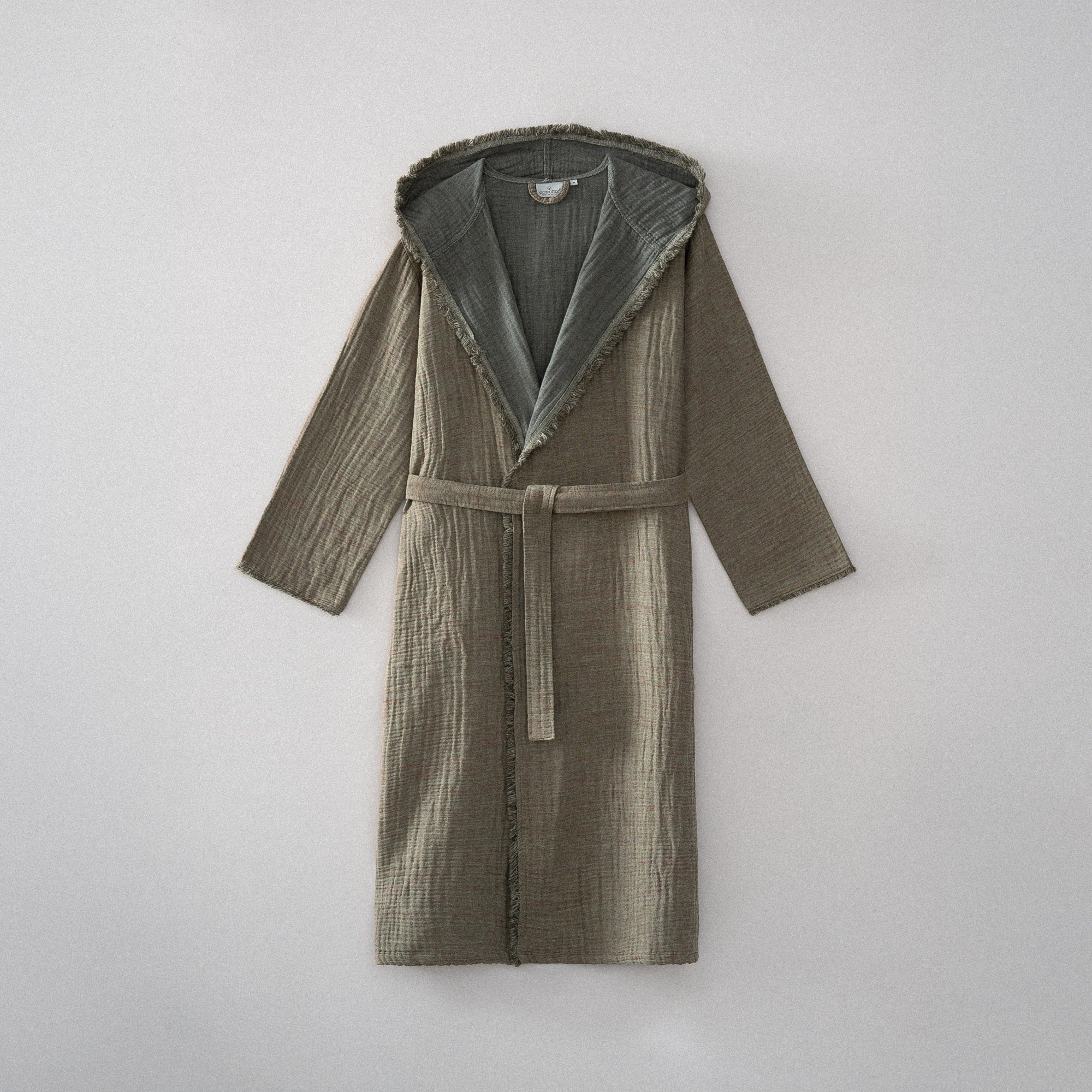 Muna Organic Turkish Cotton Men's Bathrobe Inject Green-Dark Green