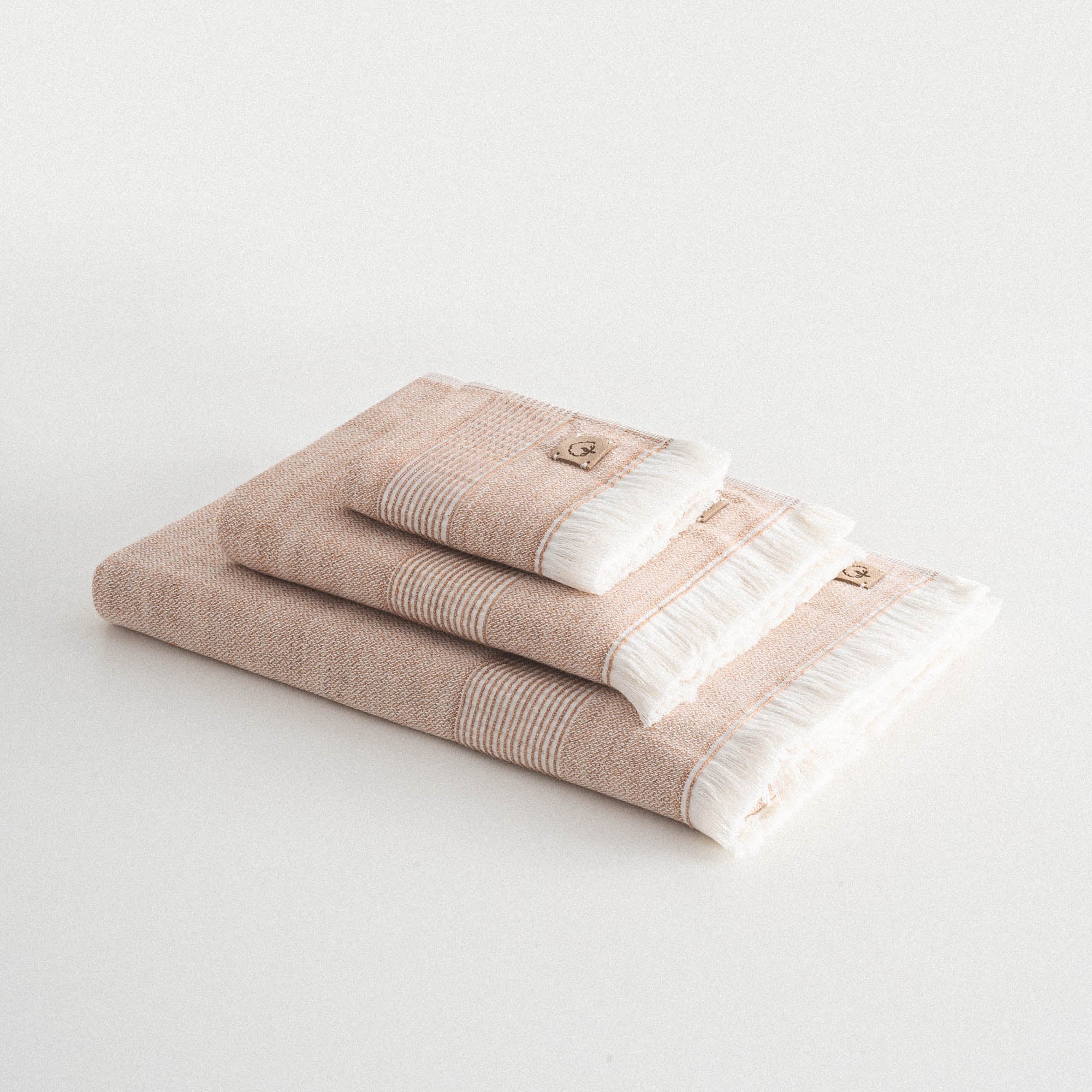 Hasna Organic Cotton Linen Bath Towel Set of 3 Terra