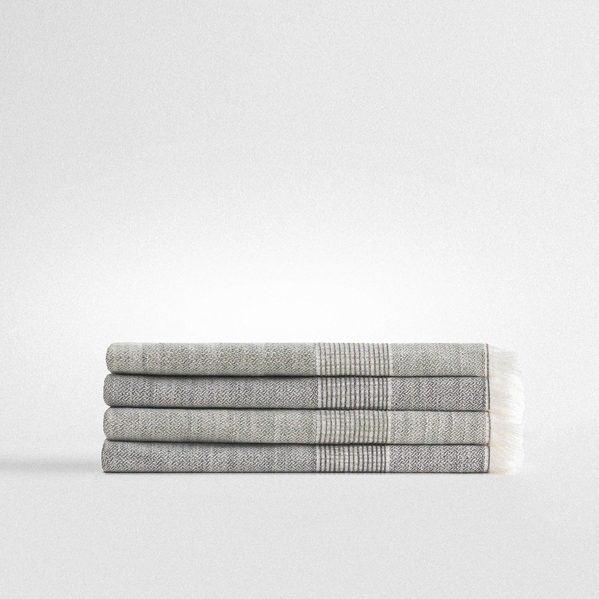 Hasna Organic Cotton Linen Hand Towel Set of 4 Anthracite-Khaki