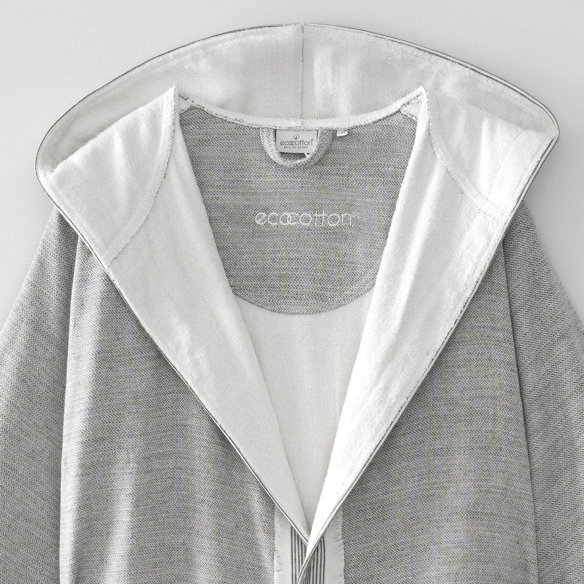 Hasna Organic Turkish Cotton Linen Men's Bathrobe Anthracite