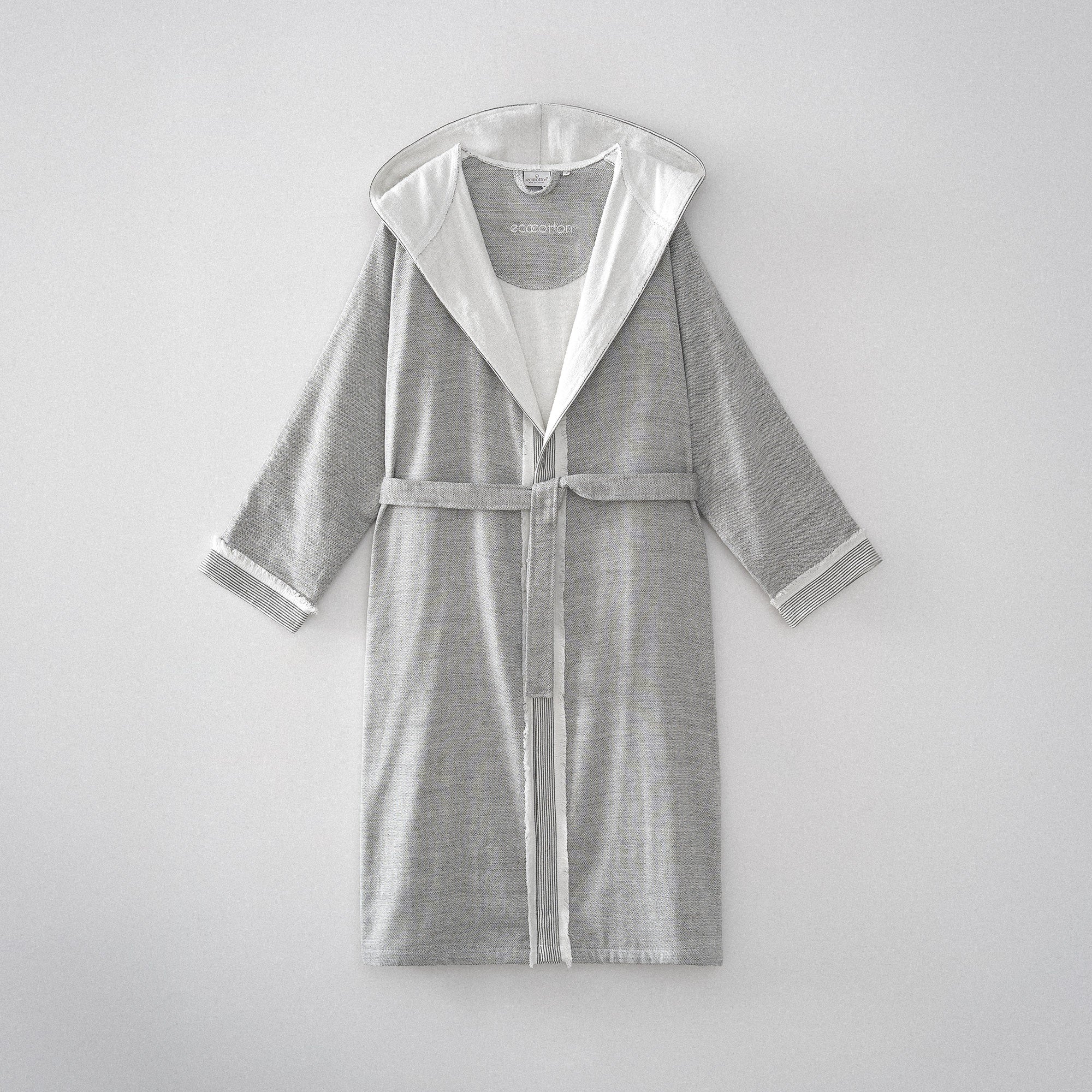 Hasna Organic Turkish Cotton Linen Men's Bathrobe Anthracite