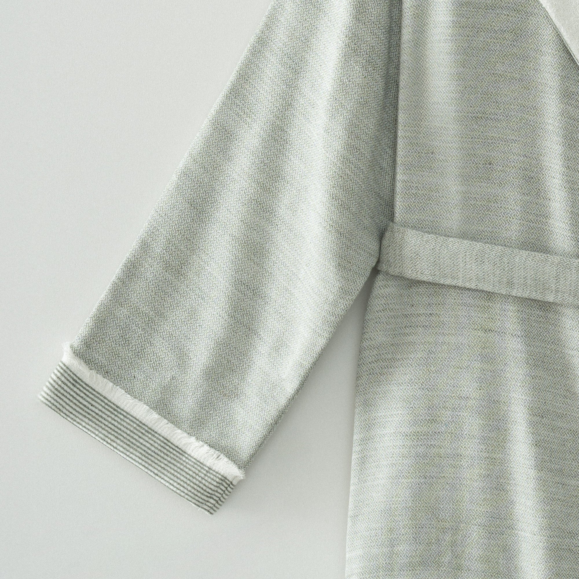 Hasna Organic Turkish Cotton Linen Men's Bathrobe Khaki