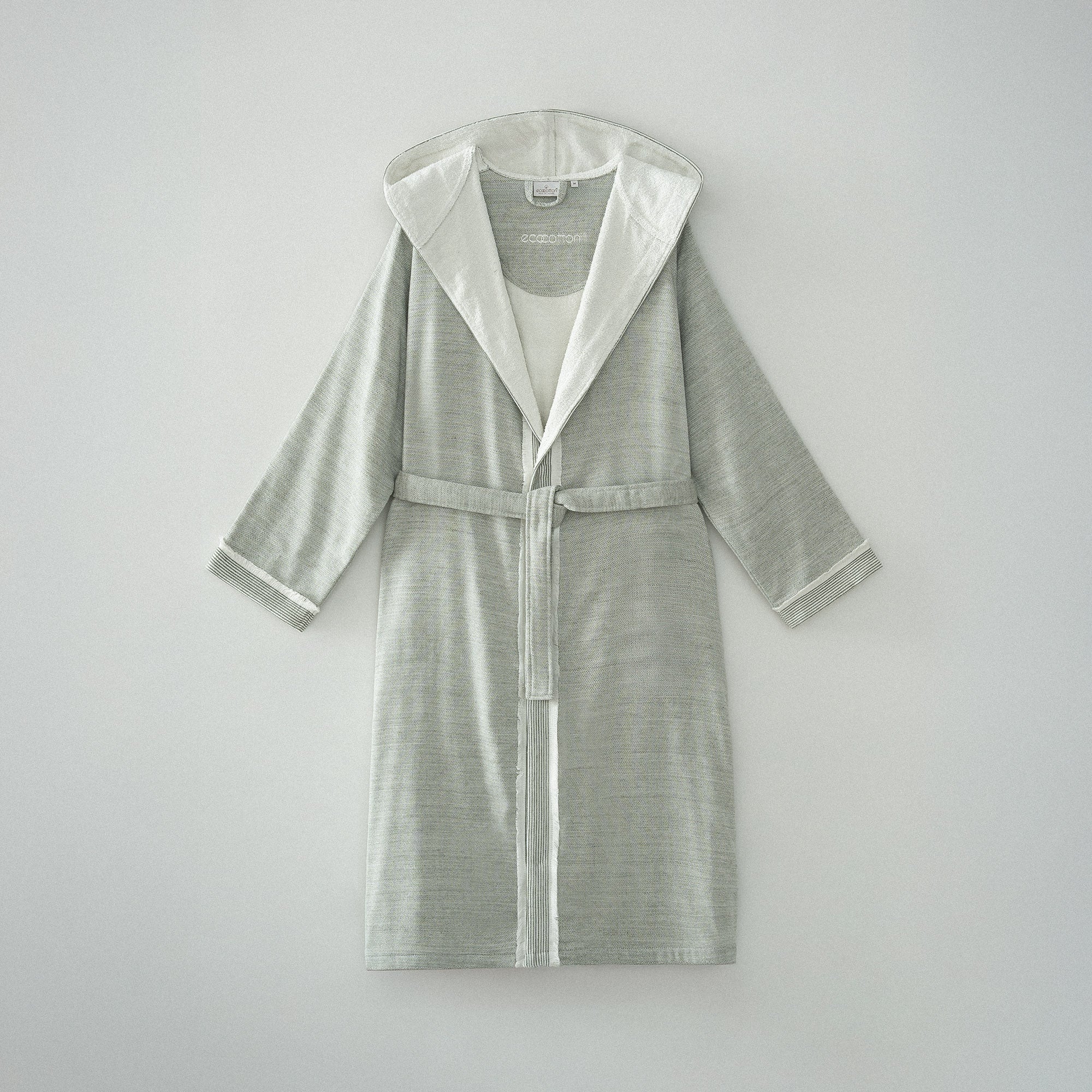 Hasna Organic Turkish Cotton Linen Men's Bathrobe Khaki