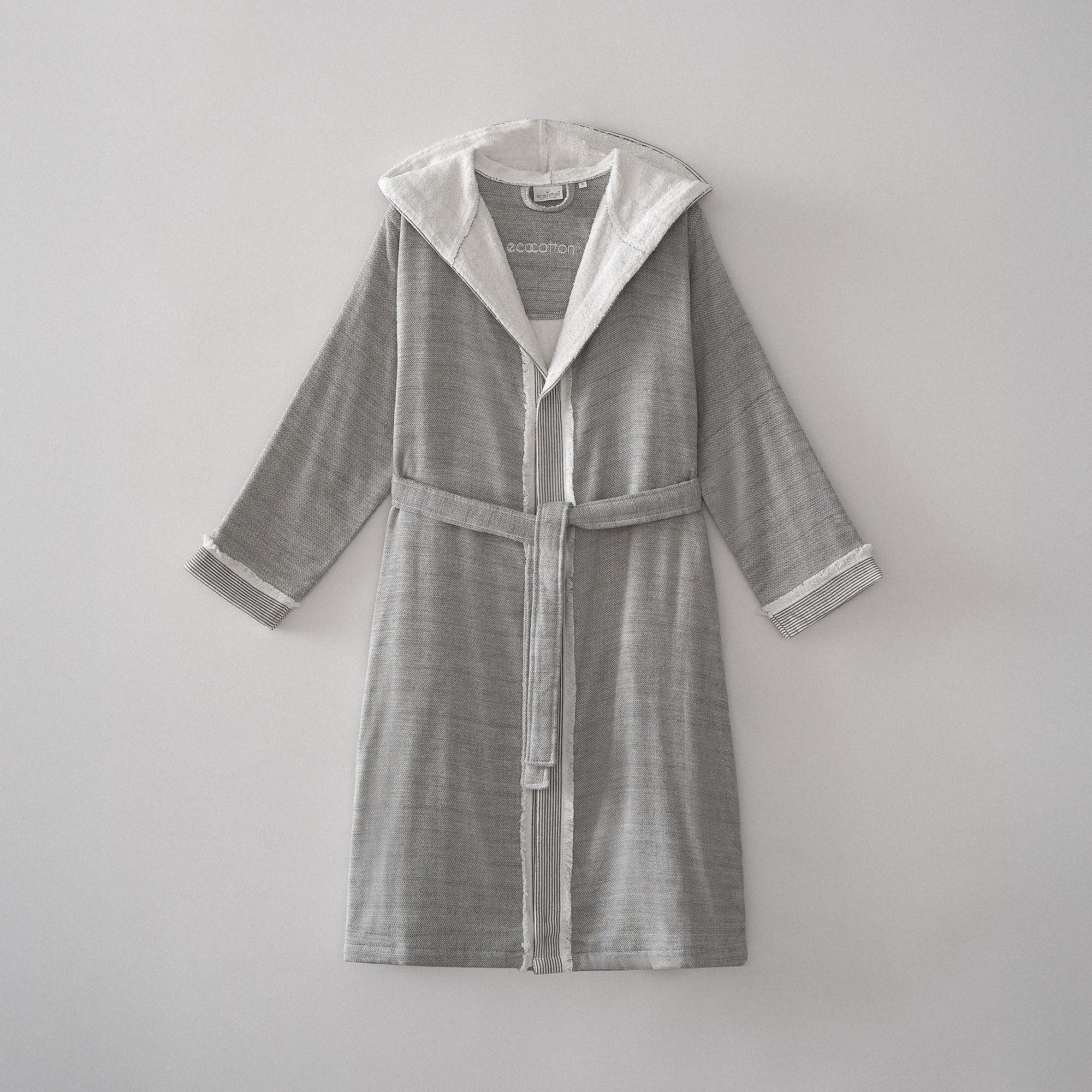 Hasna Organic Turkish Cotton Linen Women's Bathrobe Anthracite