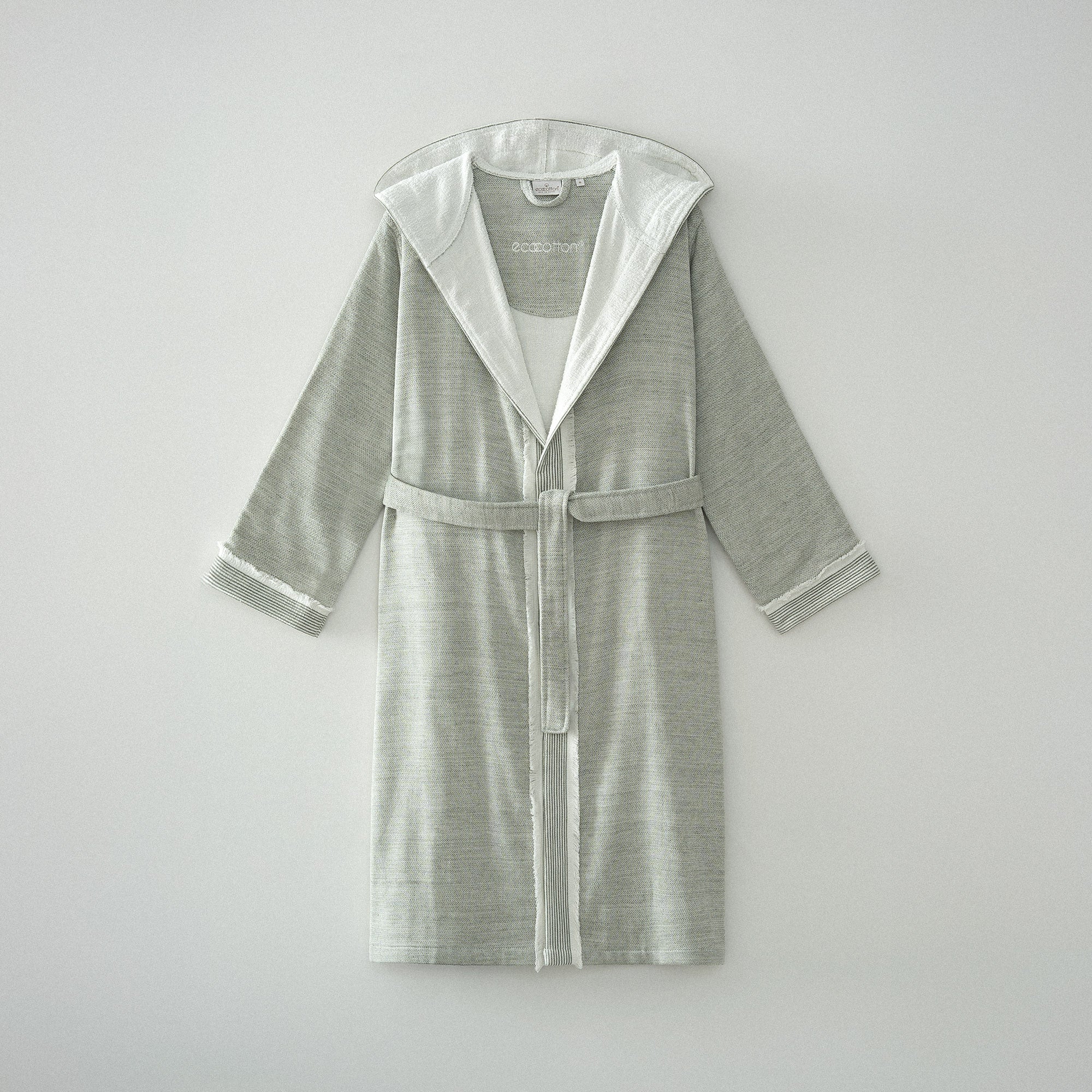 Hasna Organic Turkish Cotton Linen Women's Bathrobe Khaki