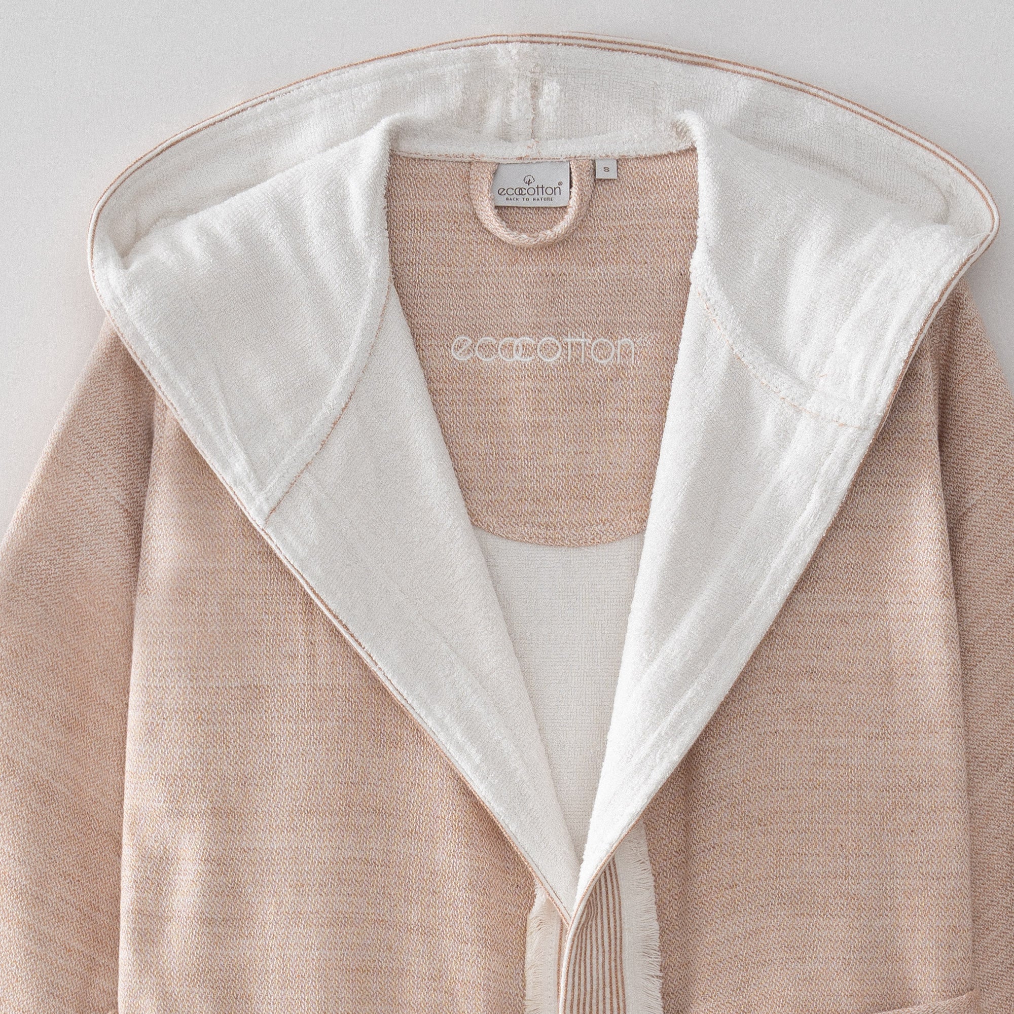 Hasna Organic Turkish Cotton Linen Women's Bathrobe Terra