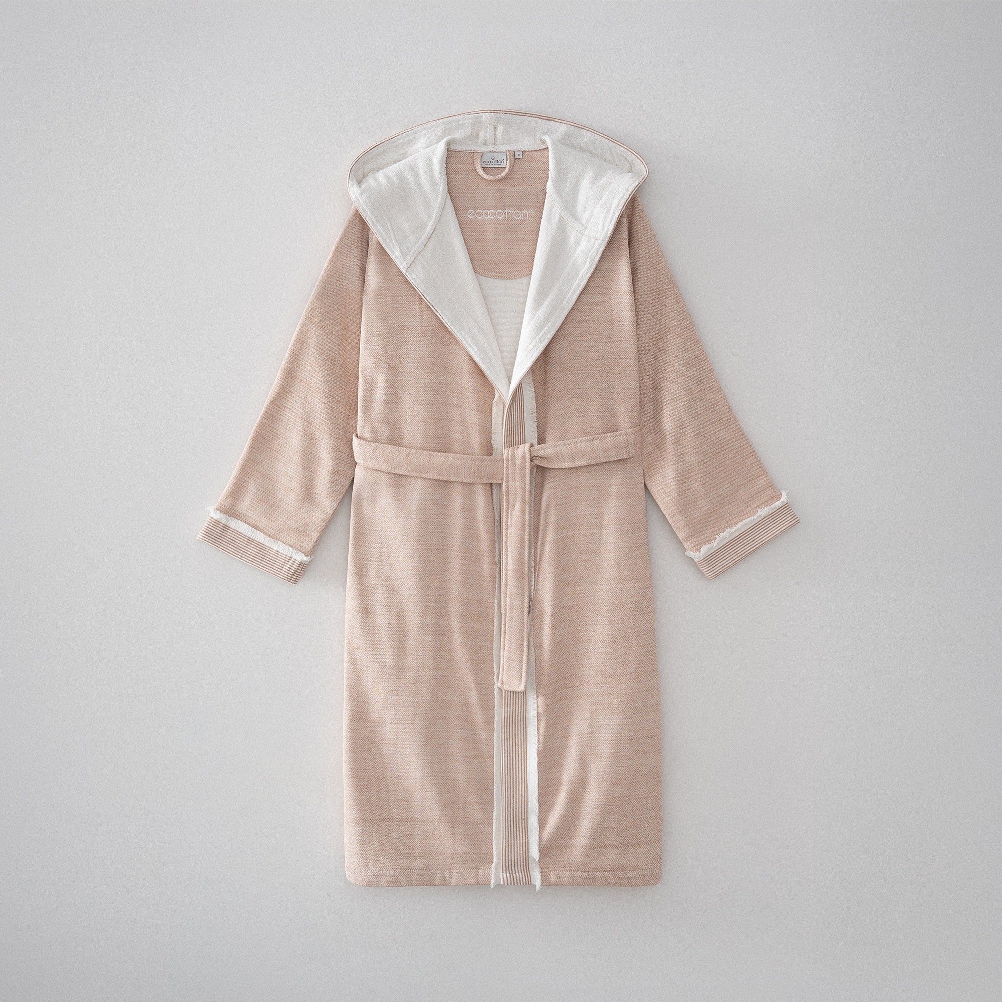 Hasna Organic Turkish Cotton Linen Women's Bathrobe Terra