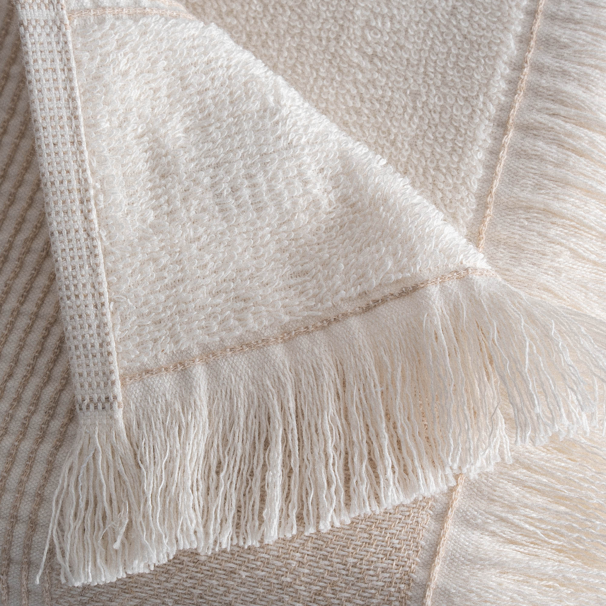 Hasna Organic Turkish Cotton Linen Bath Towel Set of 6 Beige