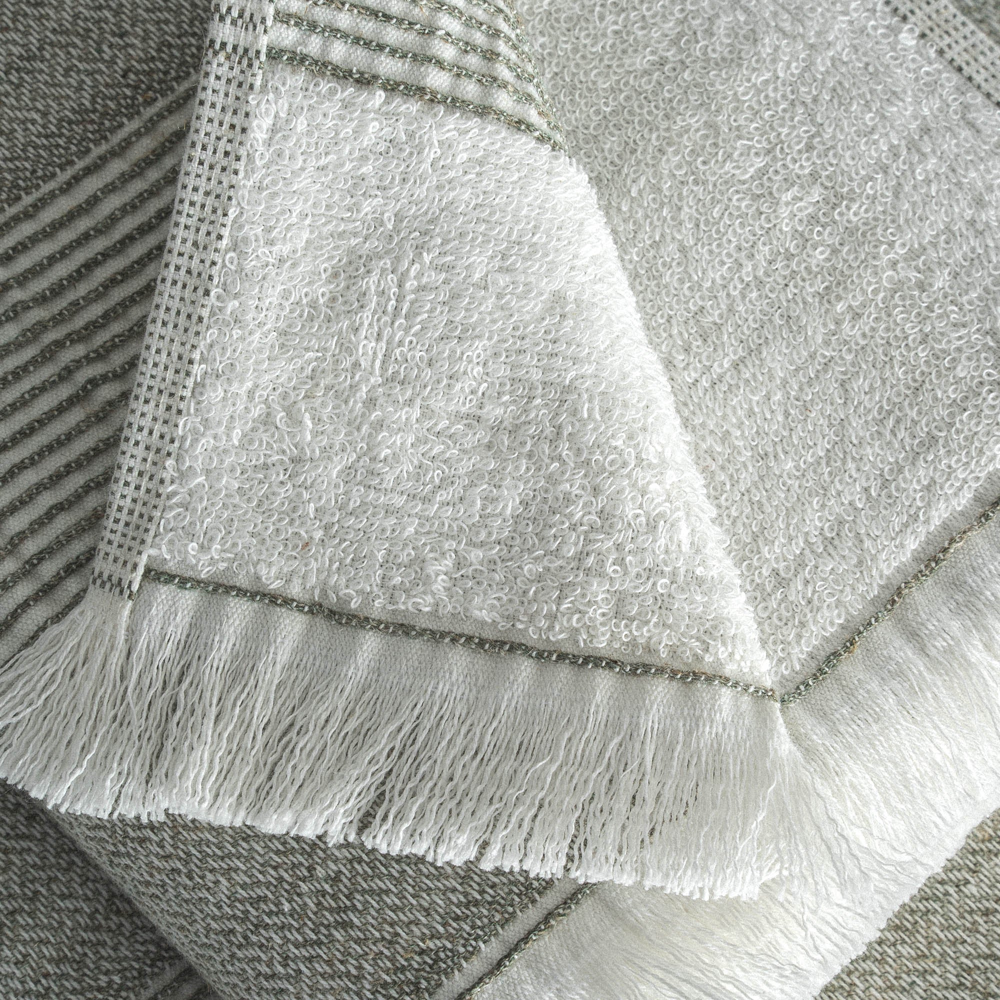 Hasna Organic Turkish Cotton Linen Bath Towel Set of 6 Khaki