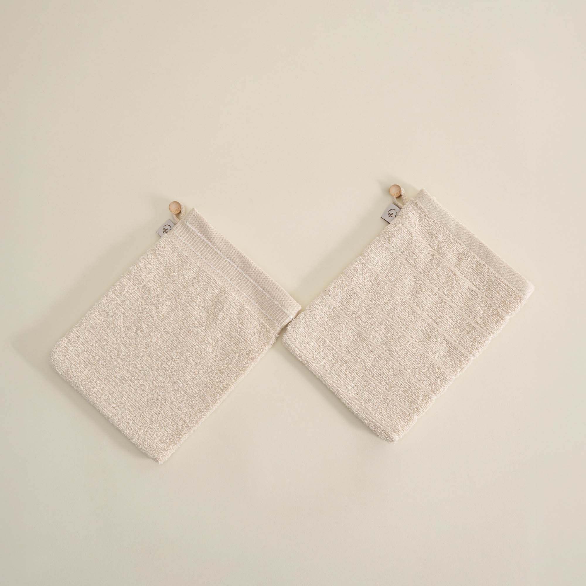 Turkish Cotton Towel Bath Glove Set of 2 Cream