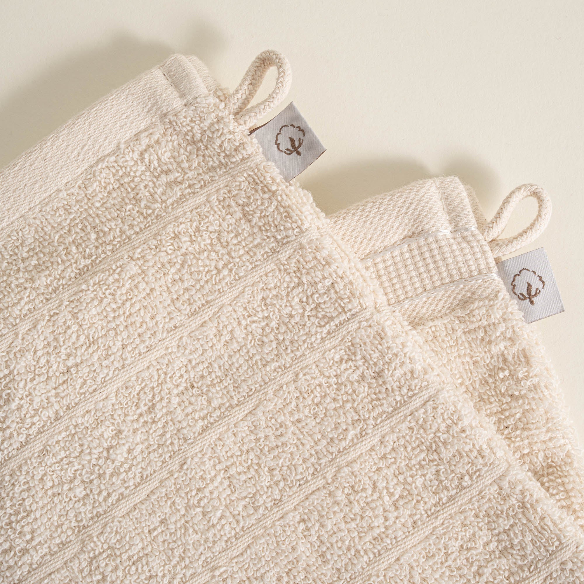 Turkish Cotton Towel Bath Glove Set of 2 Cream